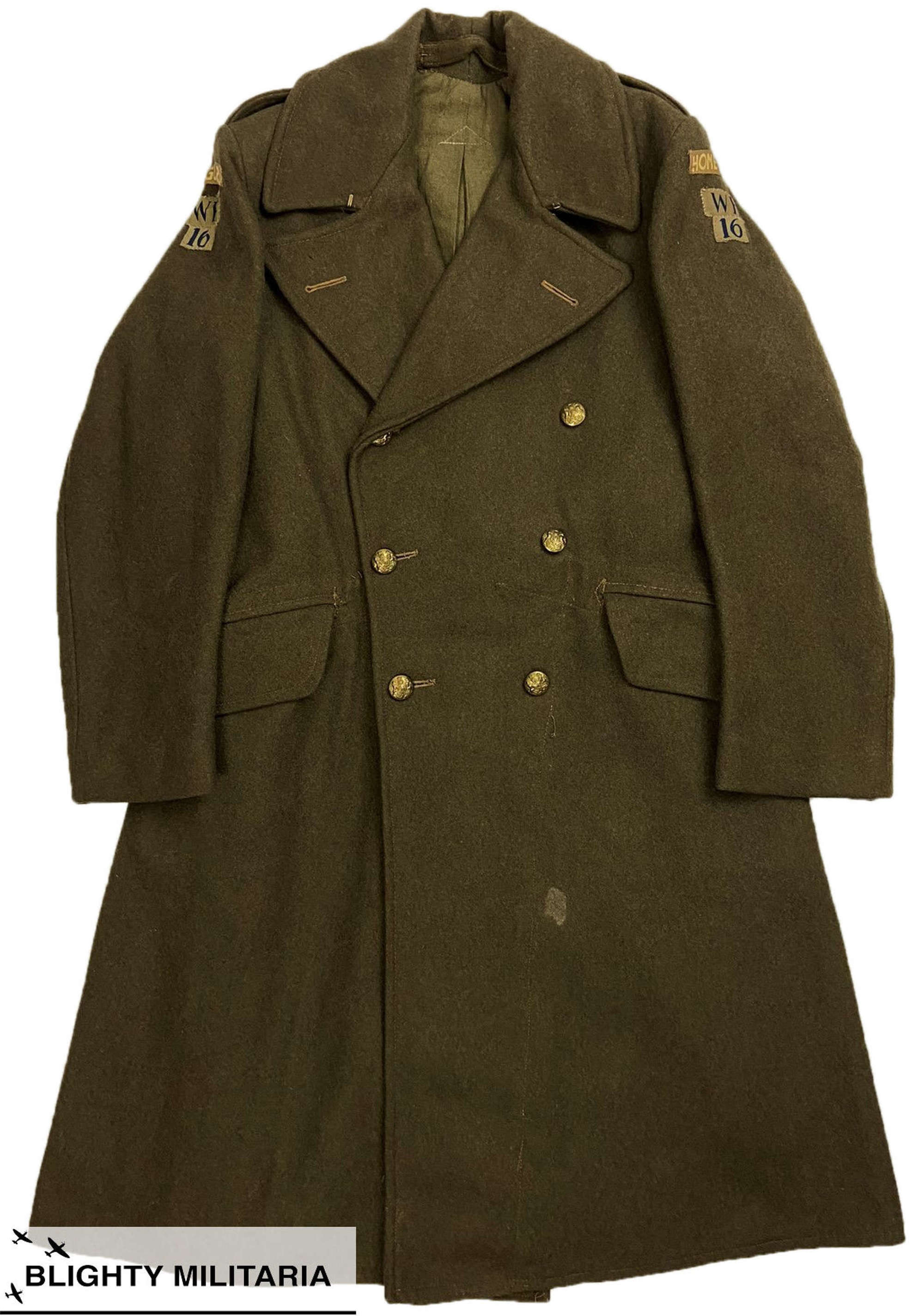 Original 1943 Dated Home Guard Captains Greatcoat - Leeds WR 16