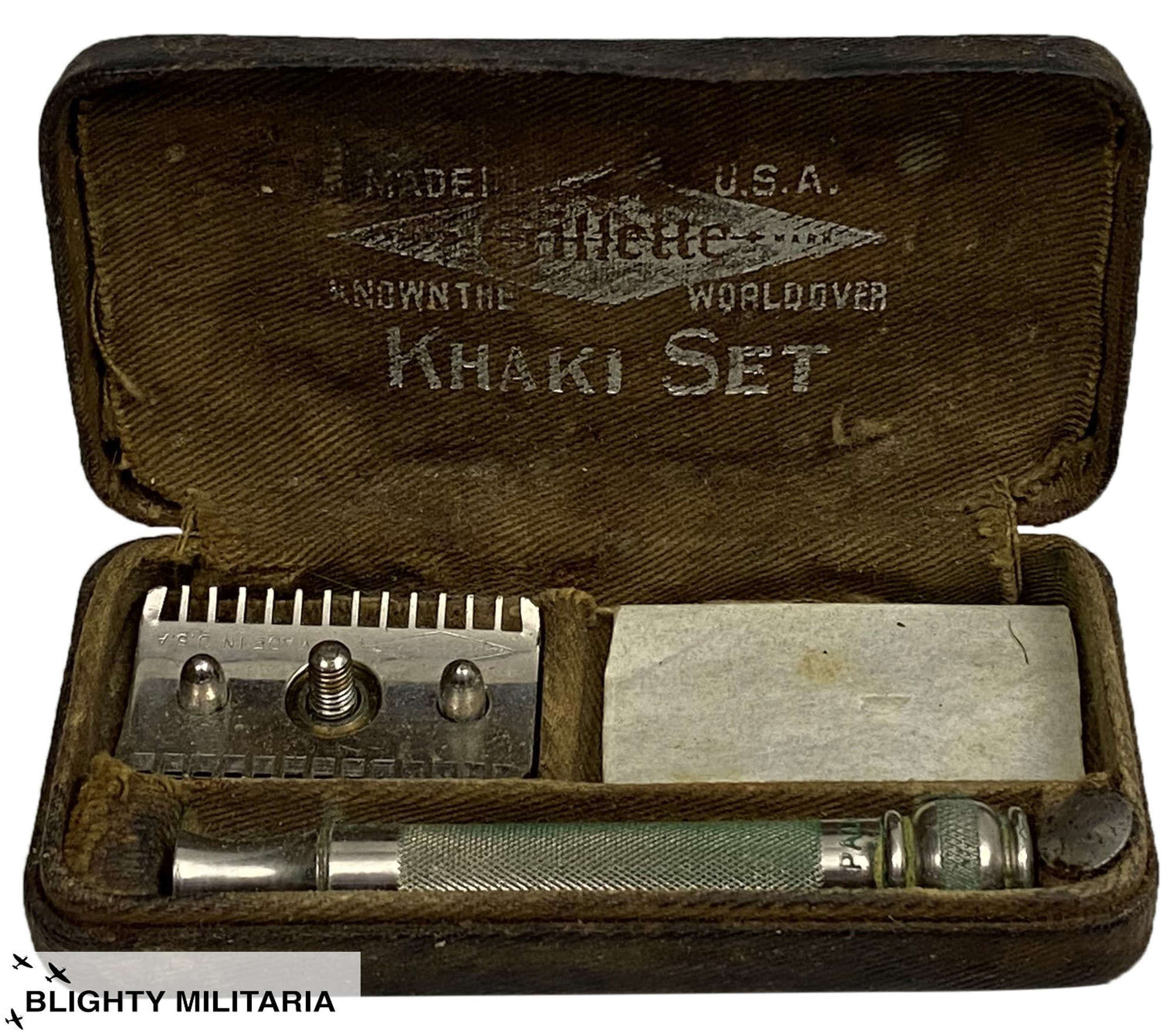 Original WW1 Period Gillette 'Khaki Set' Shaving Kit