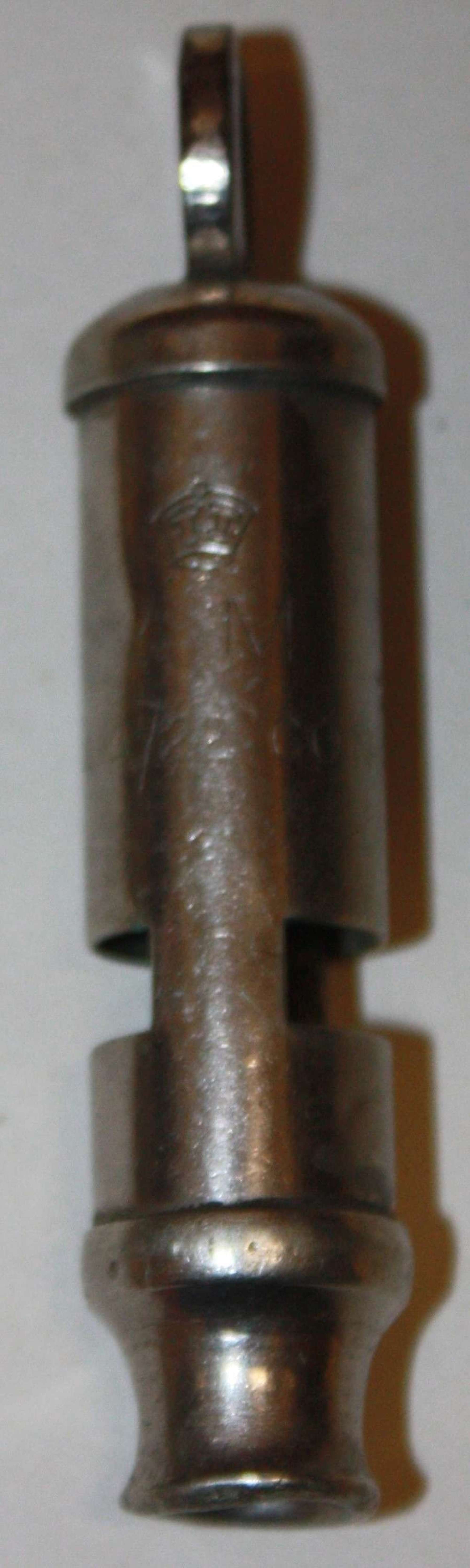 A GOOD USED WWII RAF AM MARKED TUBE WHISTLE