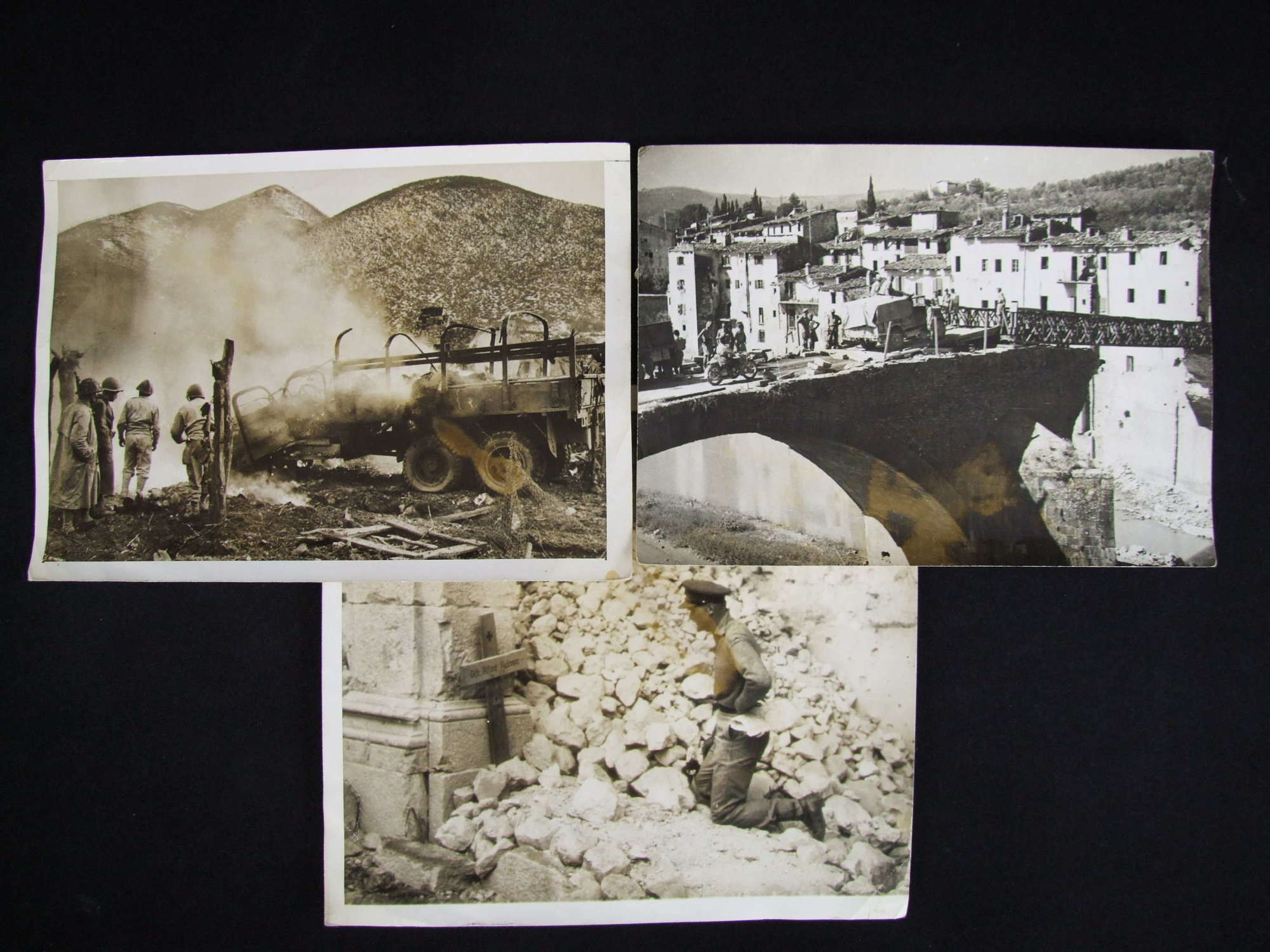 3 Original Allied Press Release Photographs. Invasion of Italy