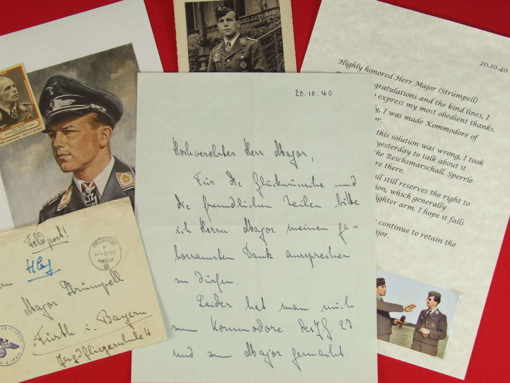 Hand Written Letter and Signature. Battle of Britain Ace Helmut Wick