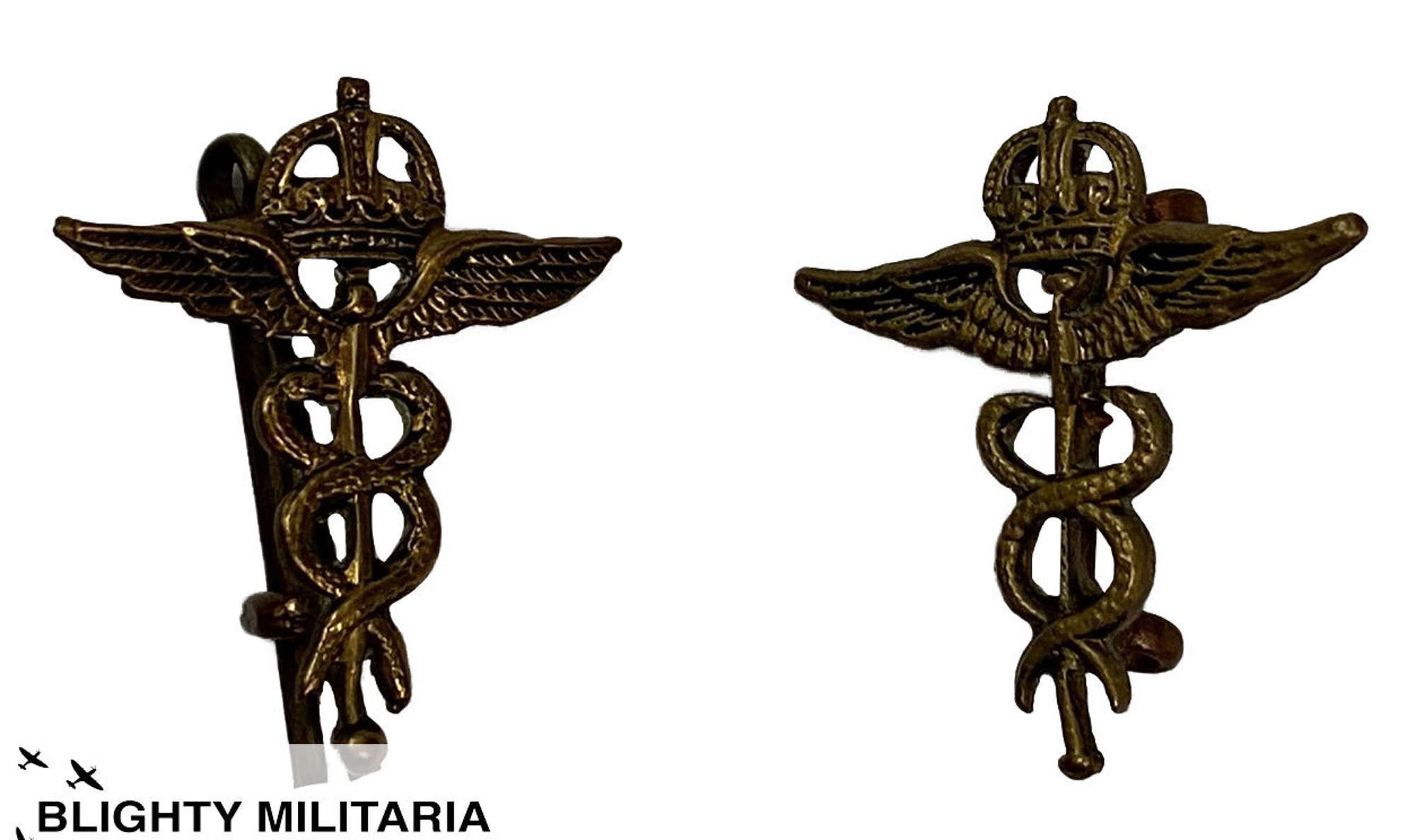 Original WW2 RAF Medical Branch Brass Collar Insignia