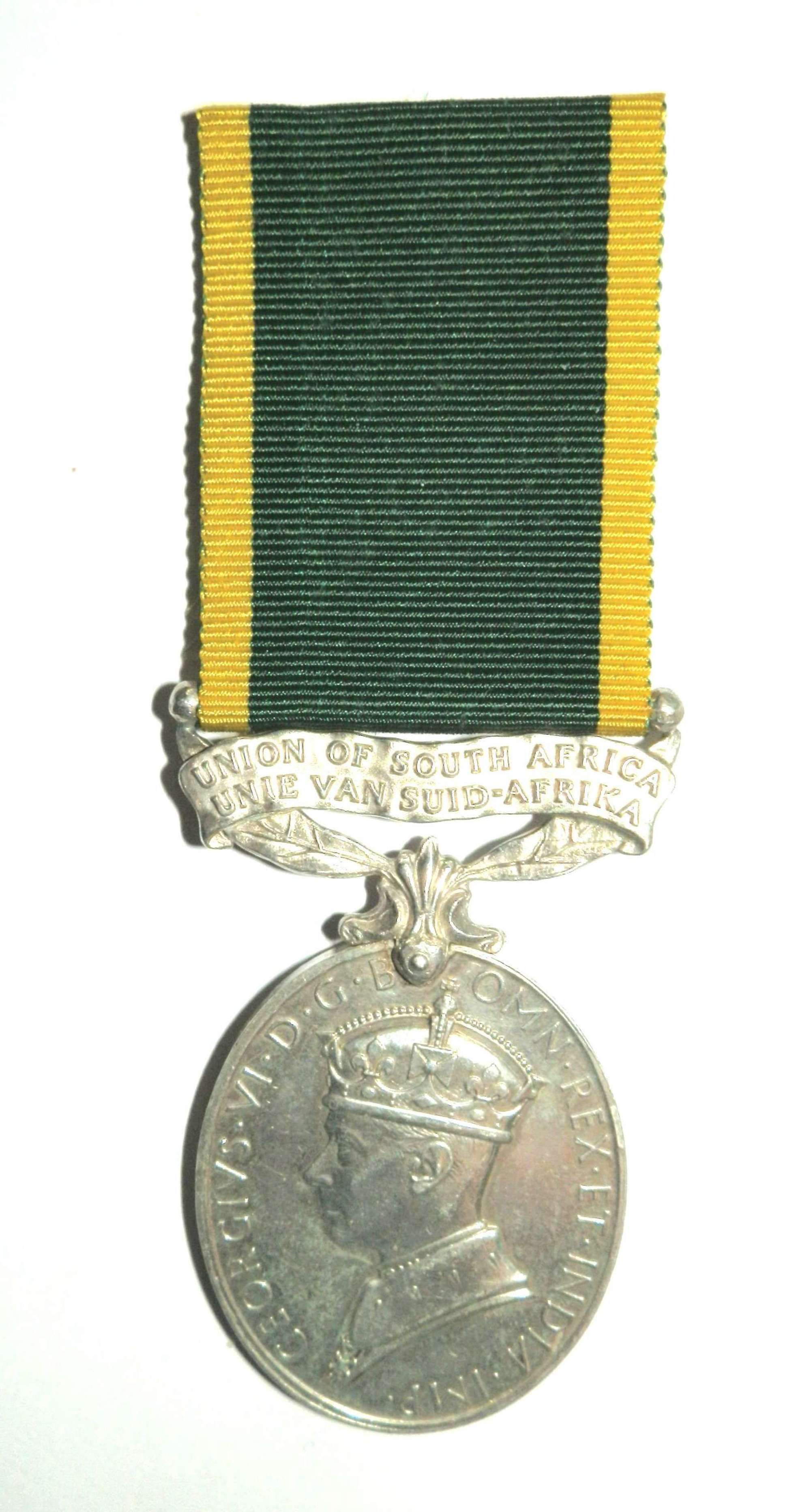 Efficiency Medal bar Union of South Africa. Cpl R.V. Browne G.S.C..