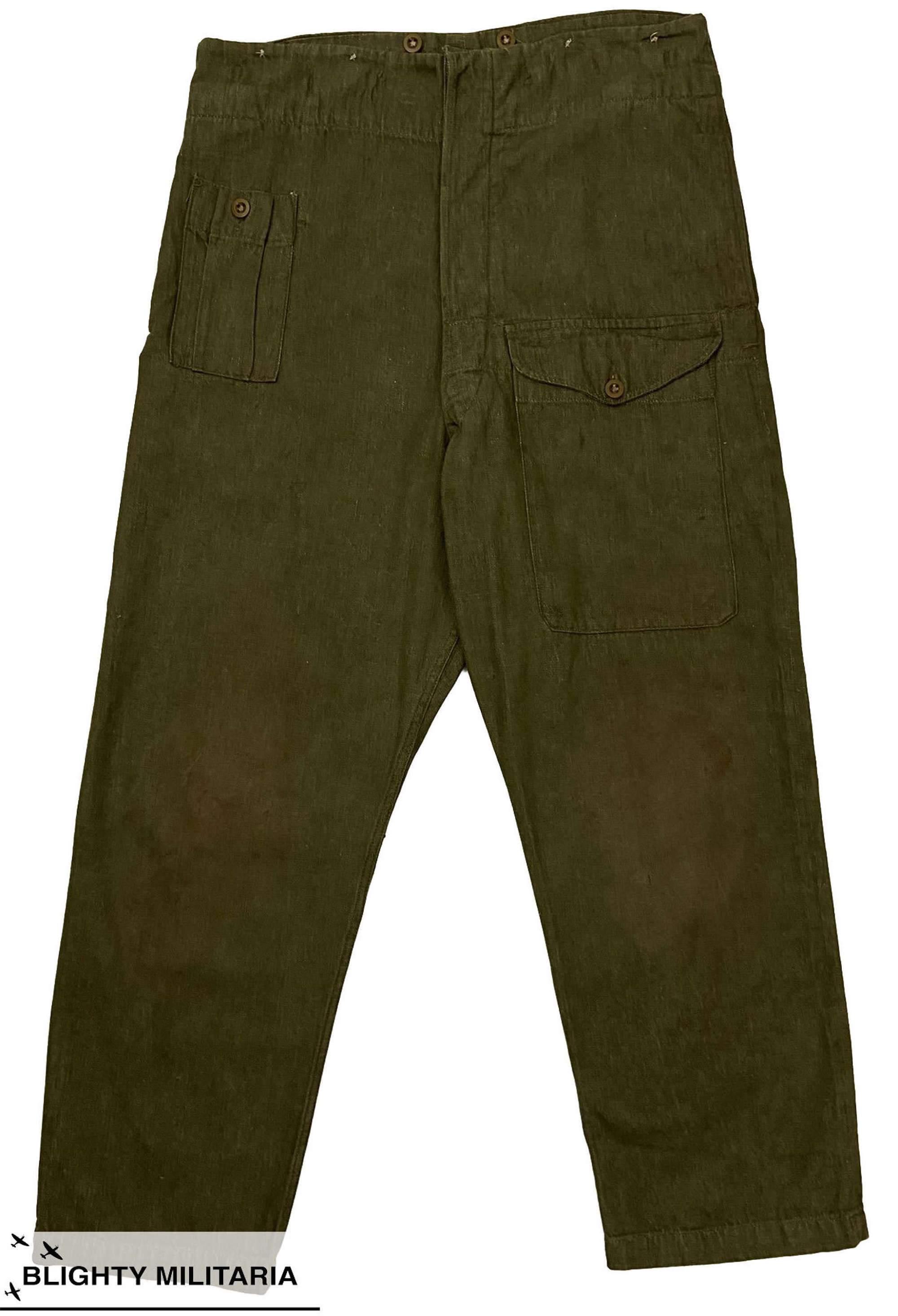 Original 1955 Dated British Army Denim Battledress Trousers - Size 6