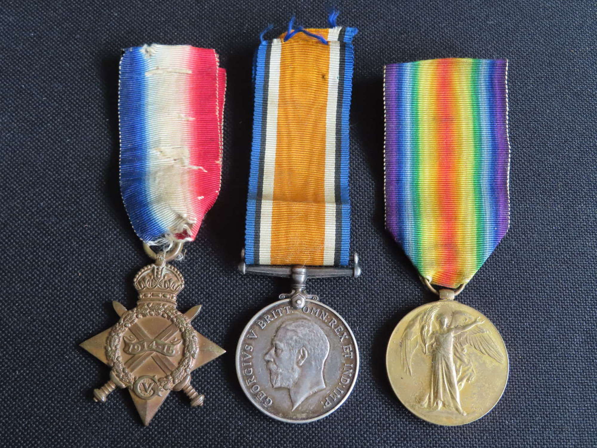 WW1 1914-15 Trio of Medals - Pte Bumpstead Coldstream Guards - Wounded
