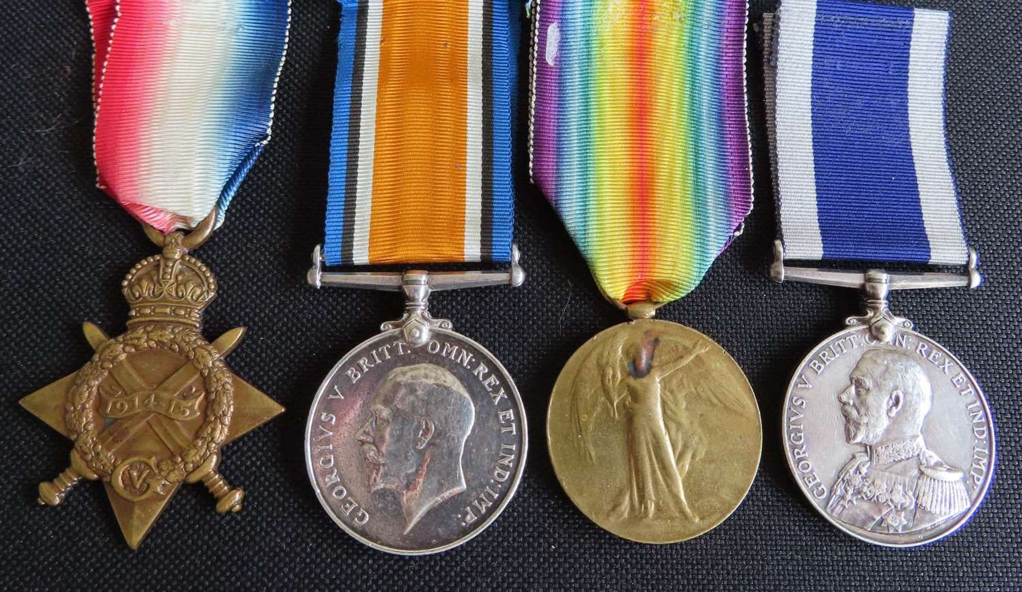 WW1 Navy Trio & LSGC Medals to J B Triggs HMS Carlisle