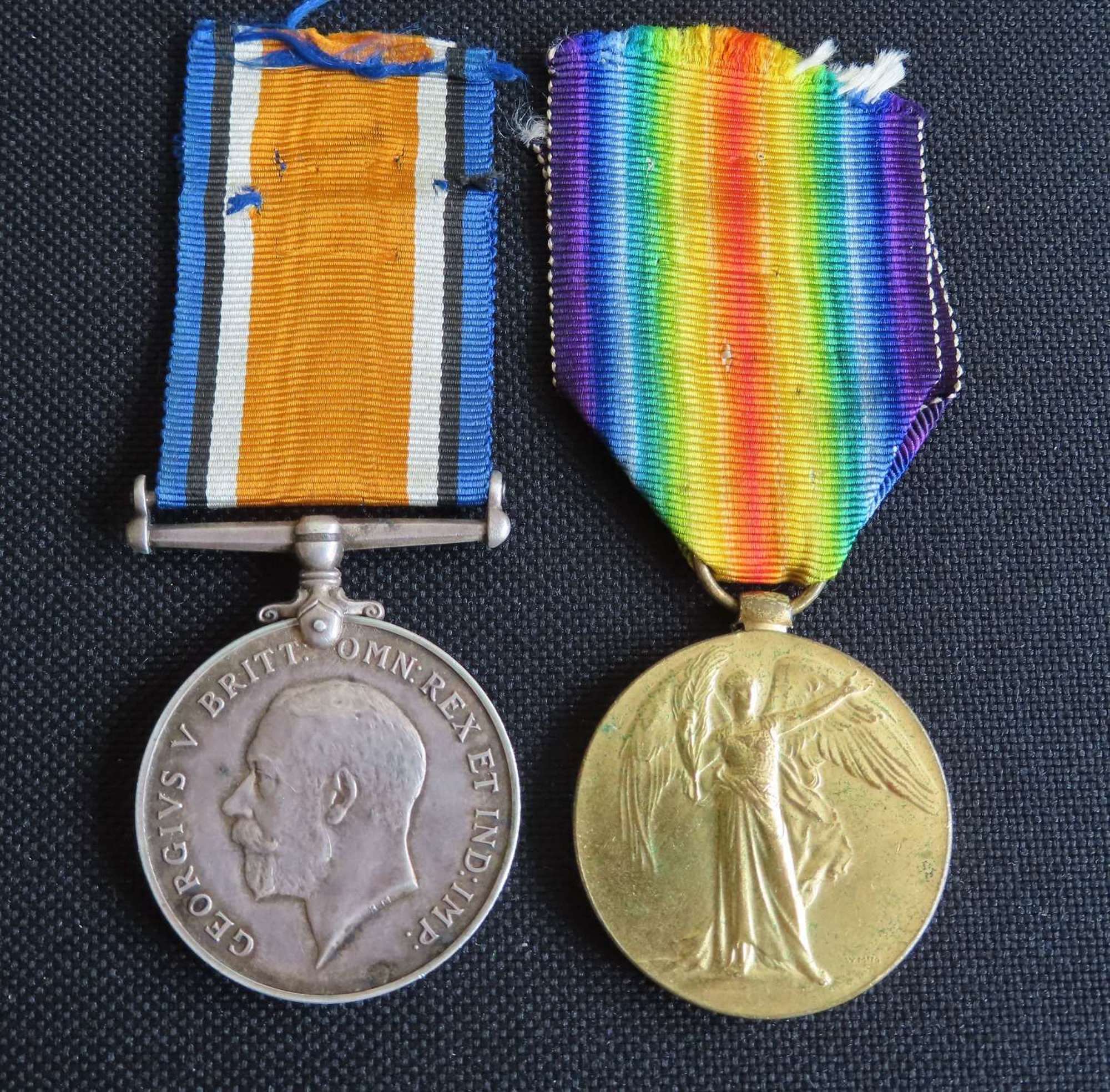 WW1 Pair of medals correctly named to M-305570 Pte V Norris A.S.C.