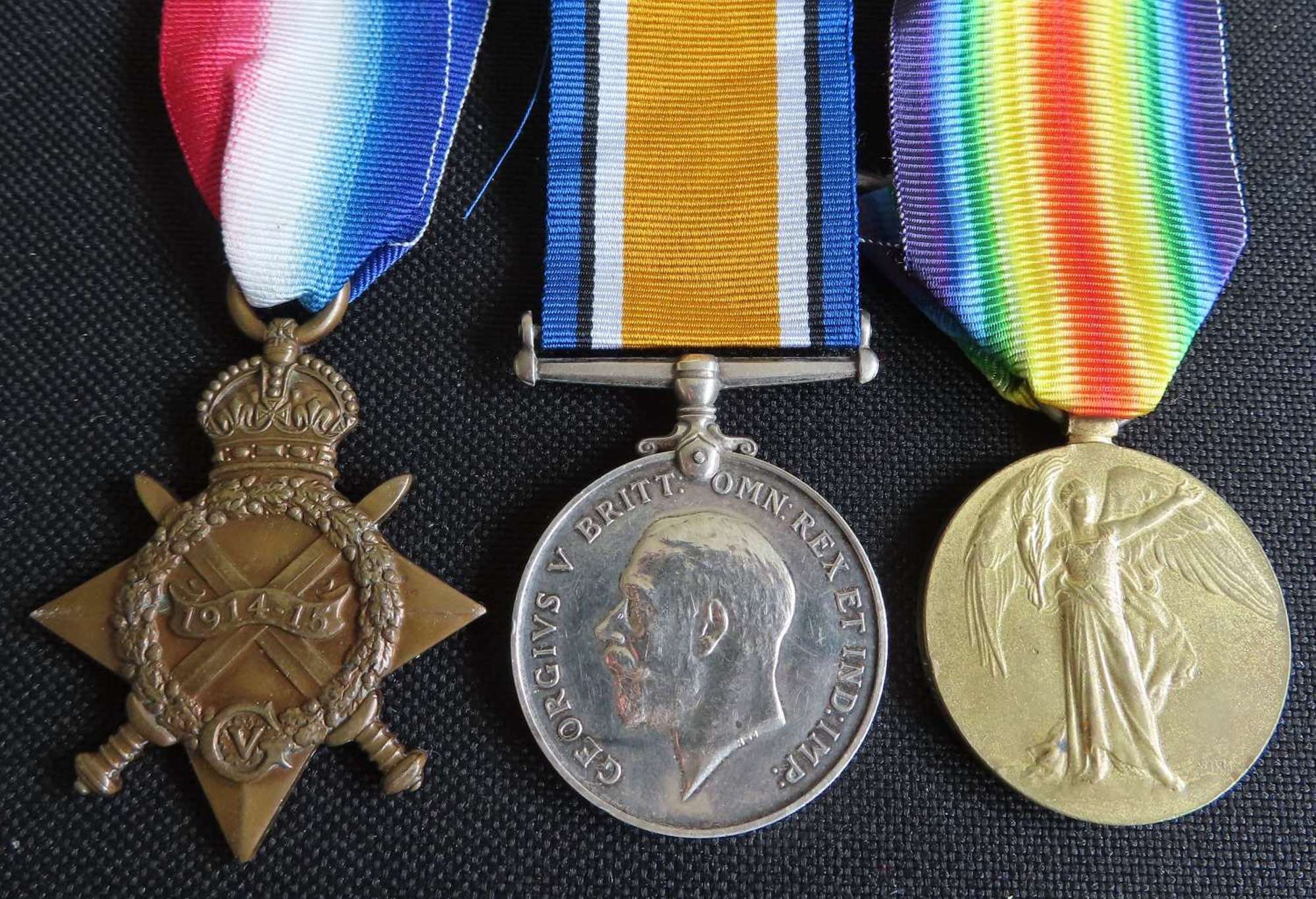 WW1 Prisoner of War 1914/15 Star Trio of medals Pte Perry S Staffs R