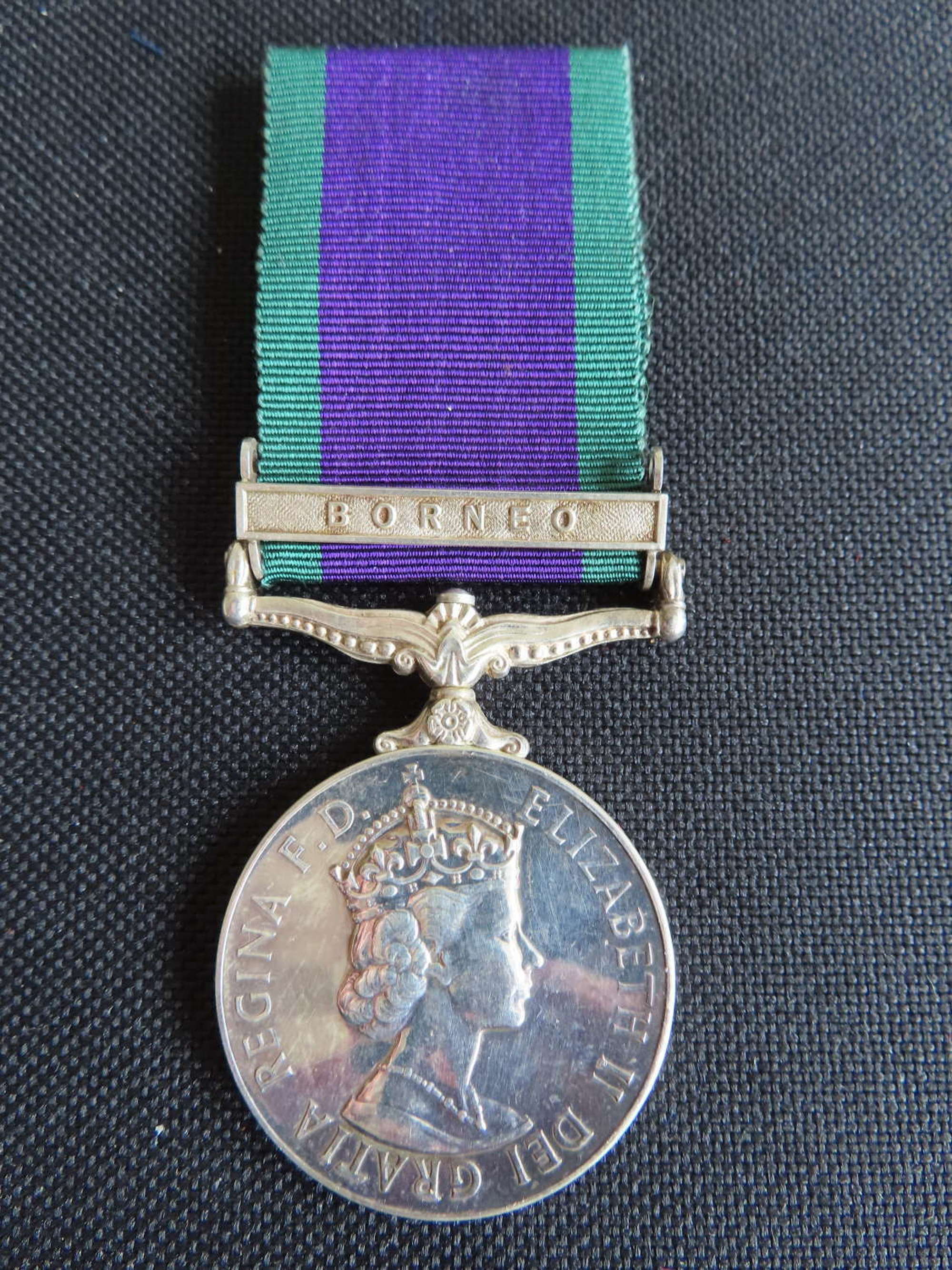 Borneo campaign service medal awarded to Spr Moffat Royal Engineers