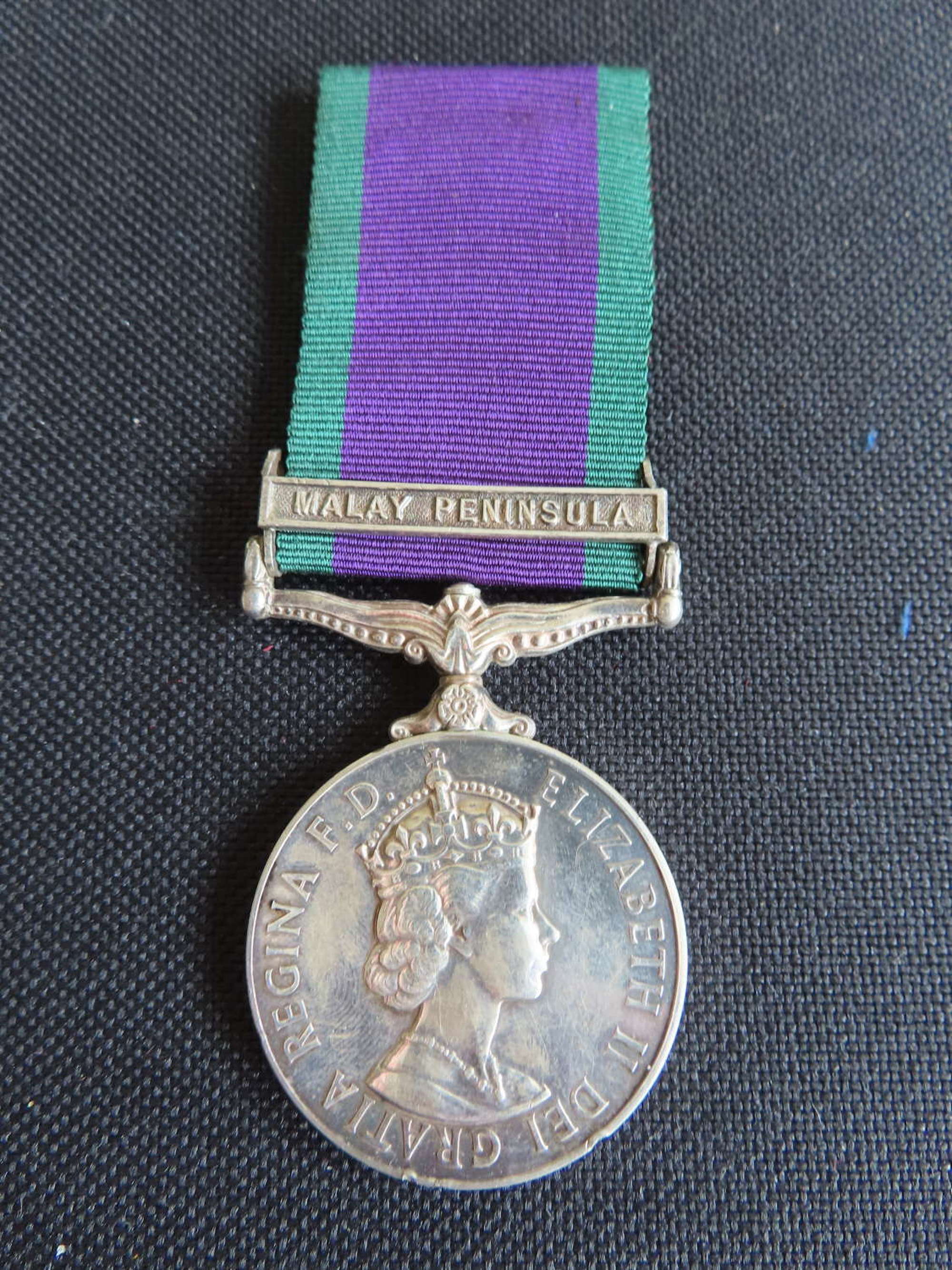 Malay Peninsula campaign service medal awarded to Sgt McNeil RAPC