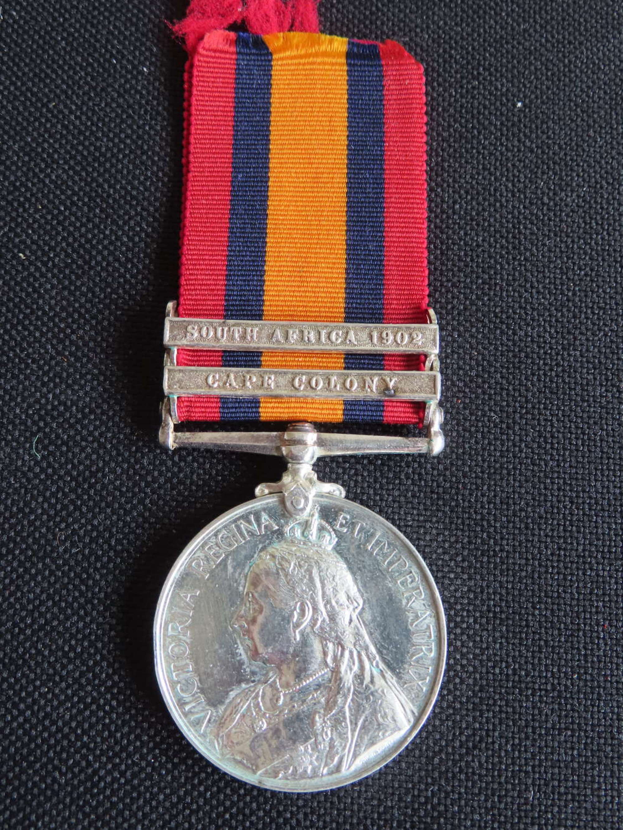 Queens South Africa QSA Medal to Pte E Hinton Worcester Regiment