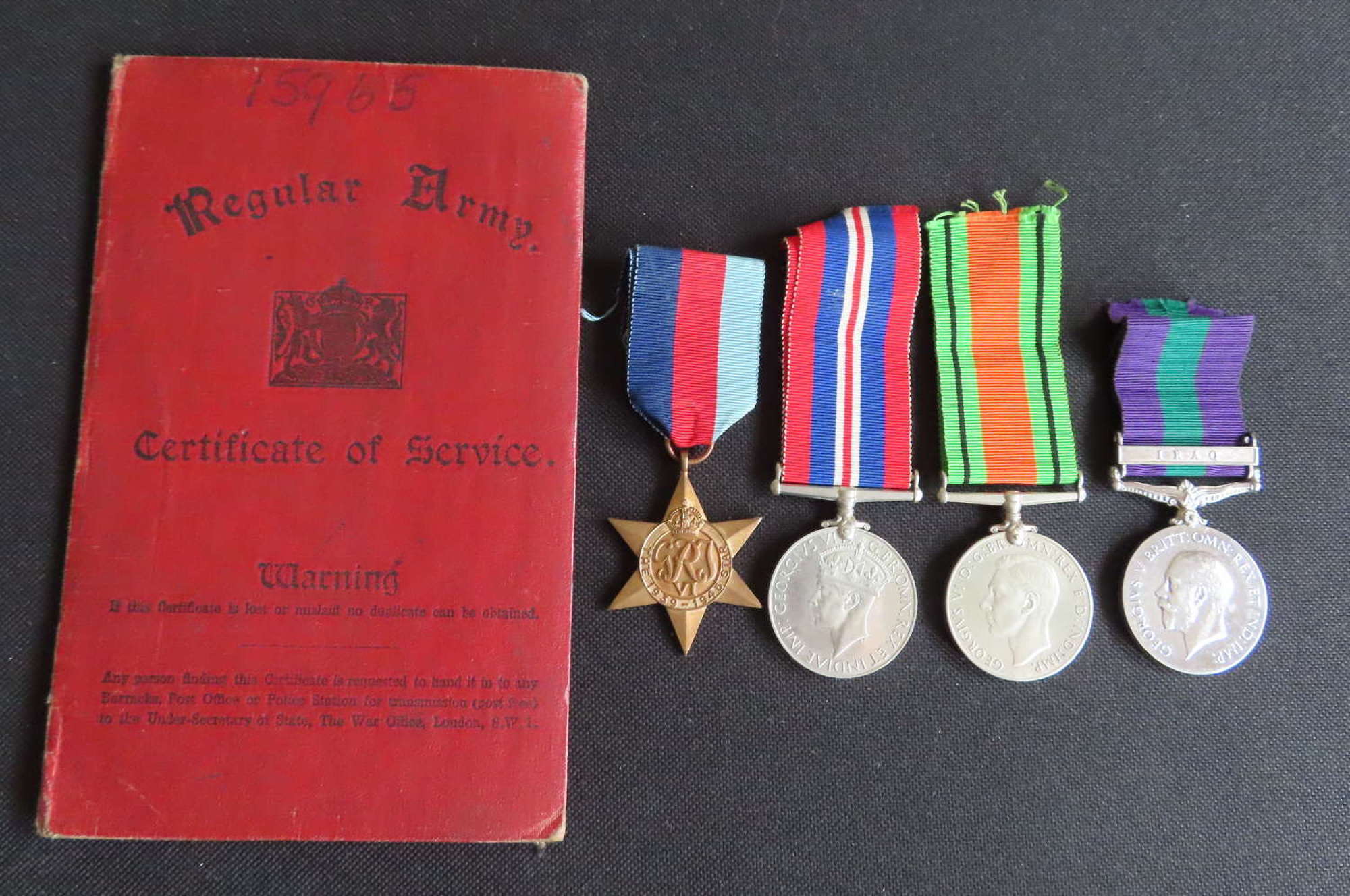 Iraq General Service Medal with WW2 Medals & Service Book Pte Rodgers