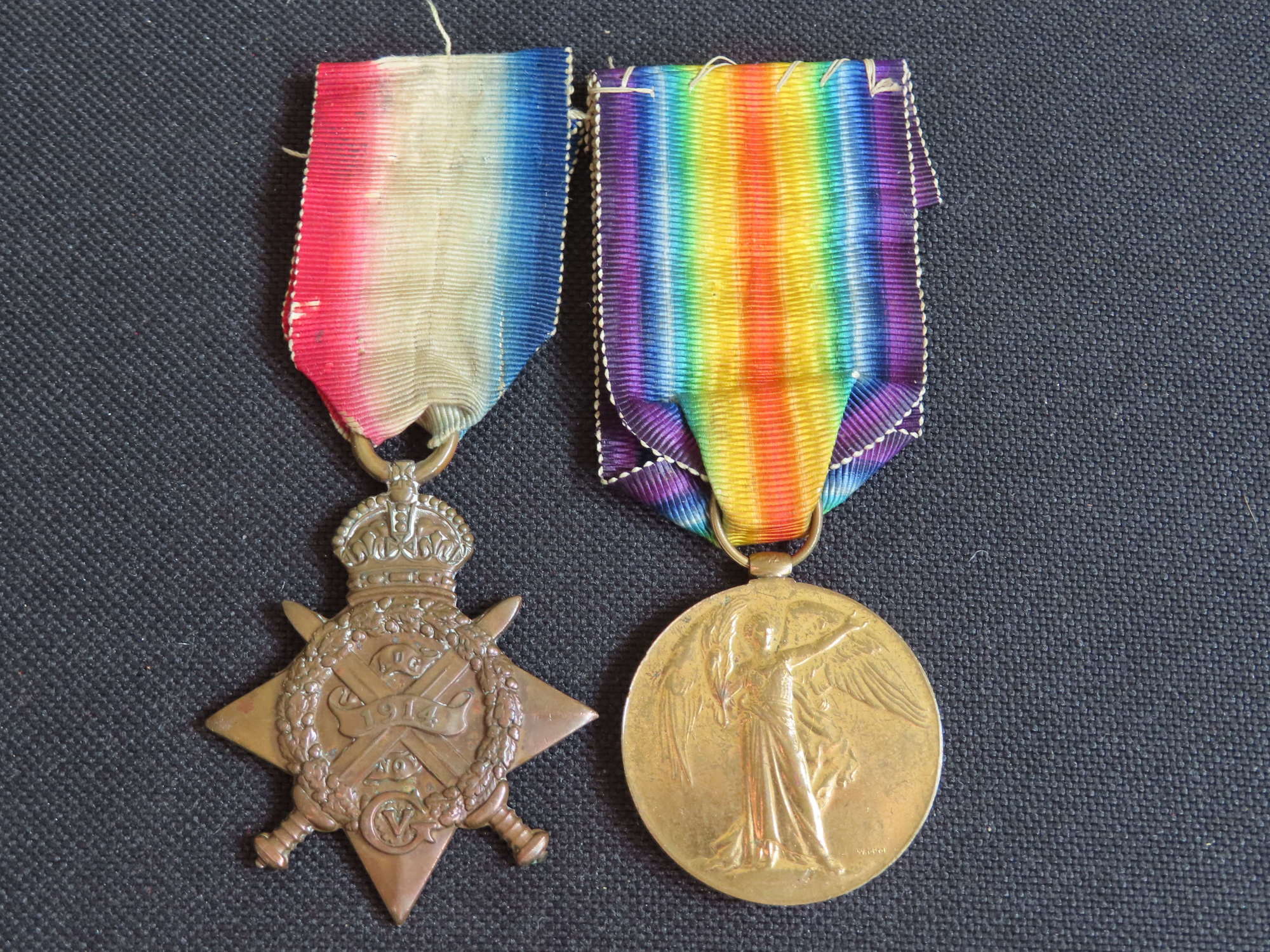 WW1 1914 Star & Victory Medals awarded to V C Carrick R.E.