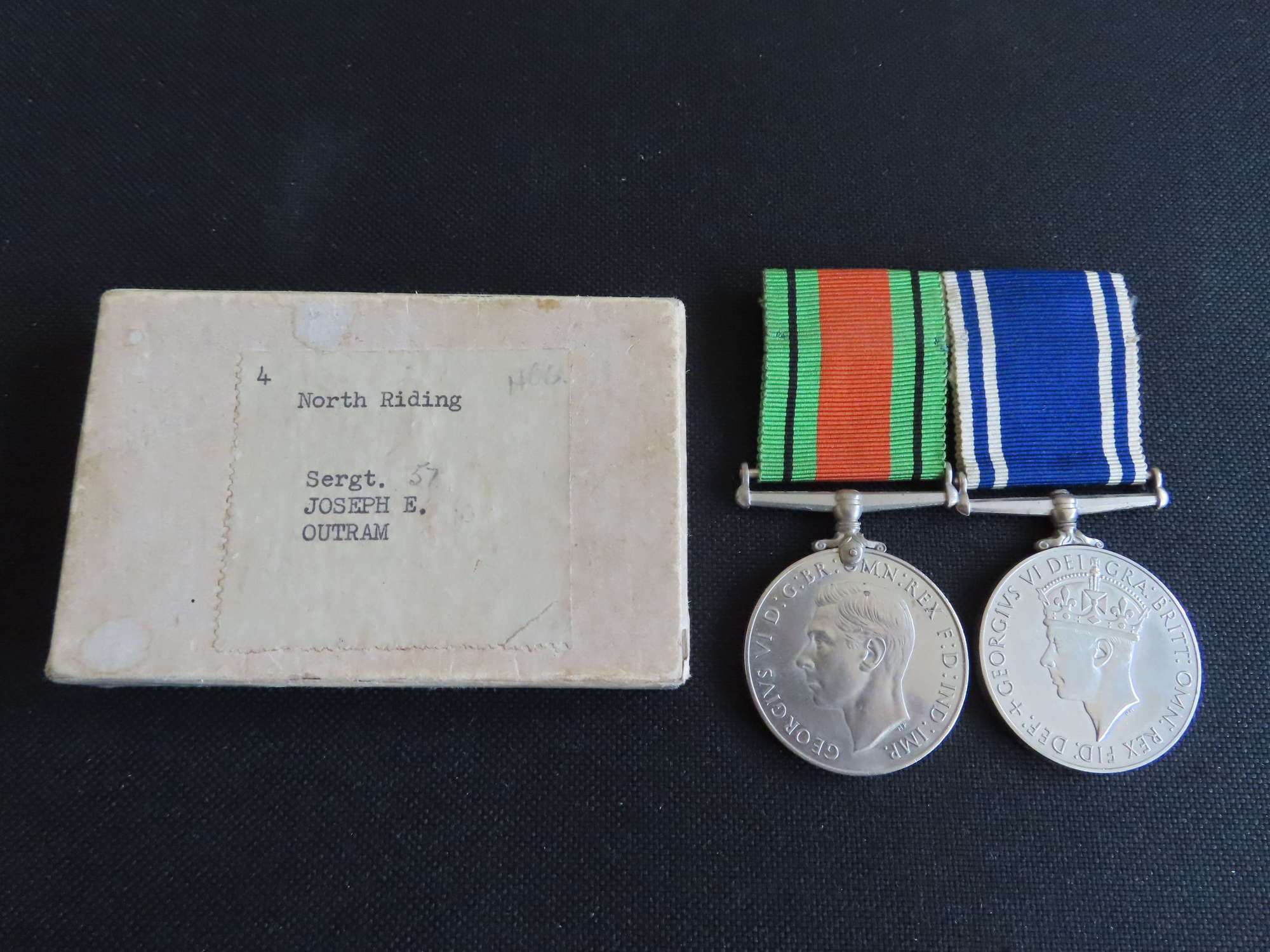 WW2 Defence & North Riding Police LSGC to Sergt Joseph S Outram
