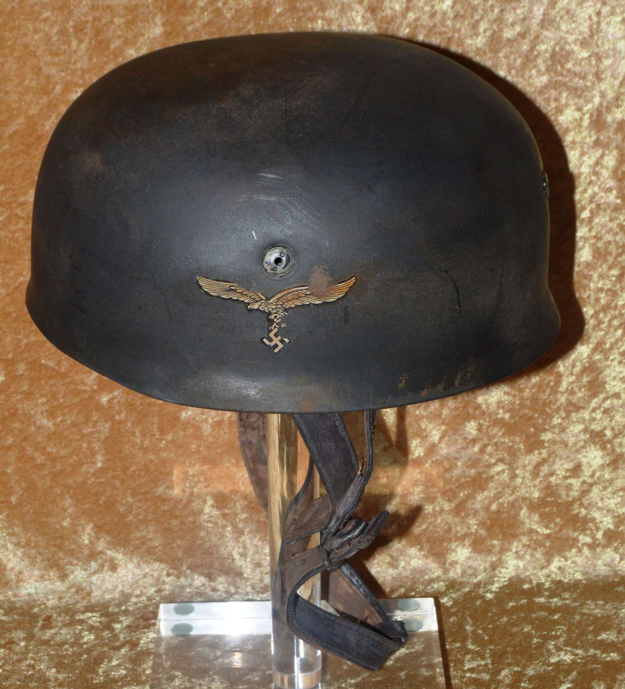 ﻿German M38 Single Decal Luftwaffe Paratrooper Helmet , with Liner and Cover