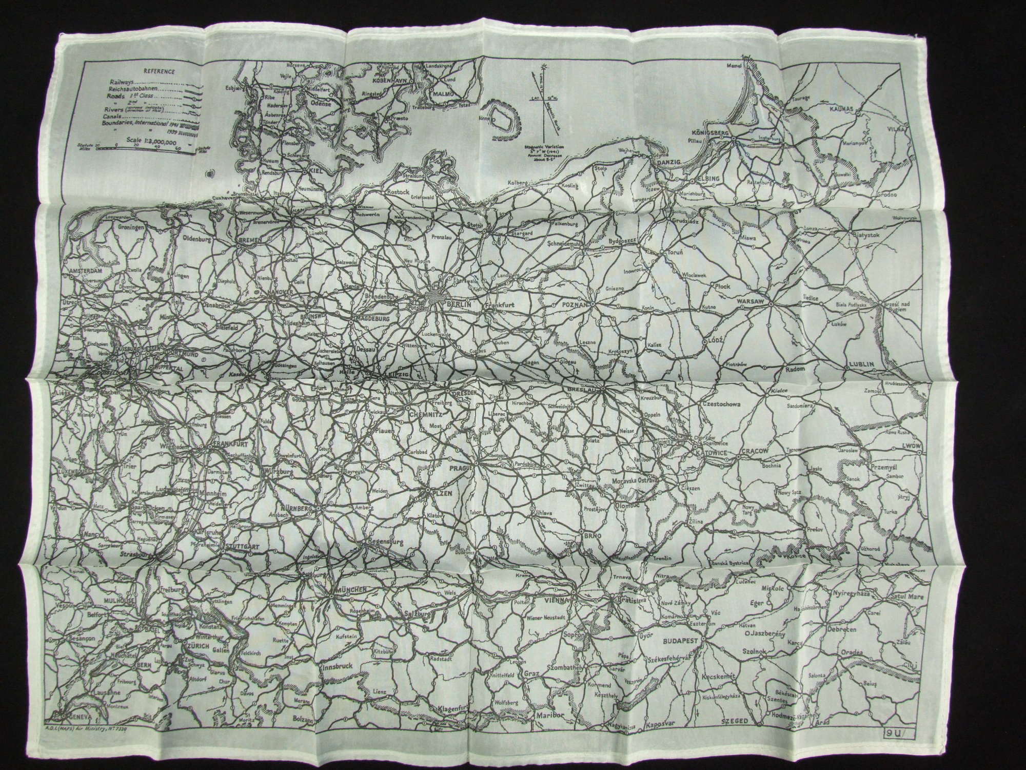 WW2 RAF Pilot’s Silk Escape Map For Northern Europe - 1941 Dated 