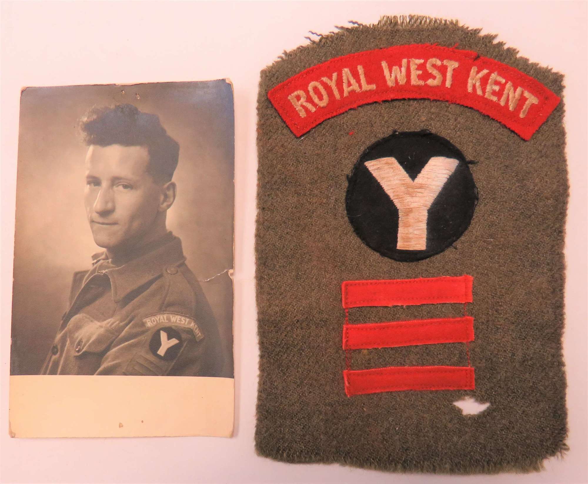 Royal West Kent 5th Division Battle Patch and I.D Photo