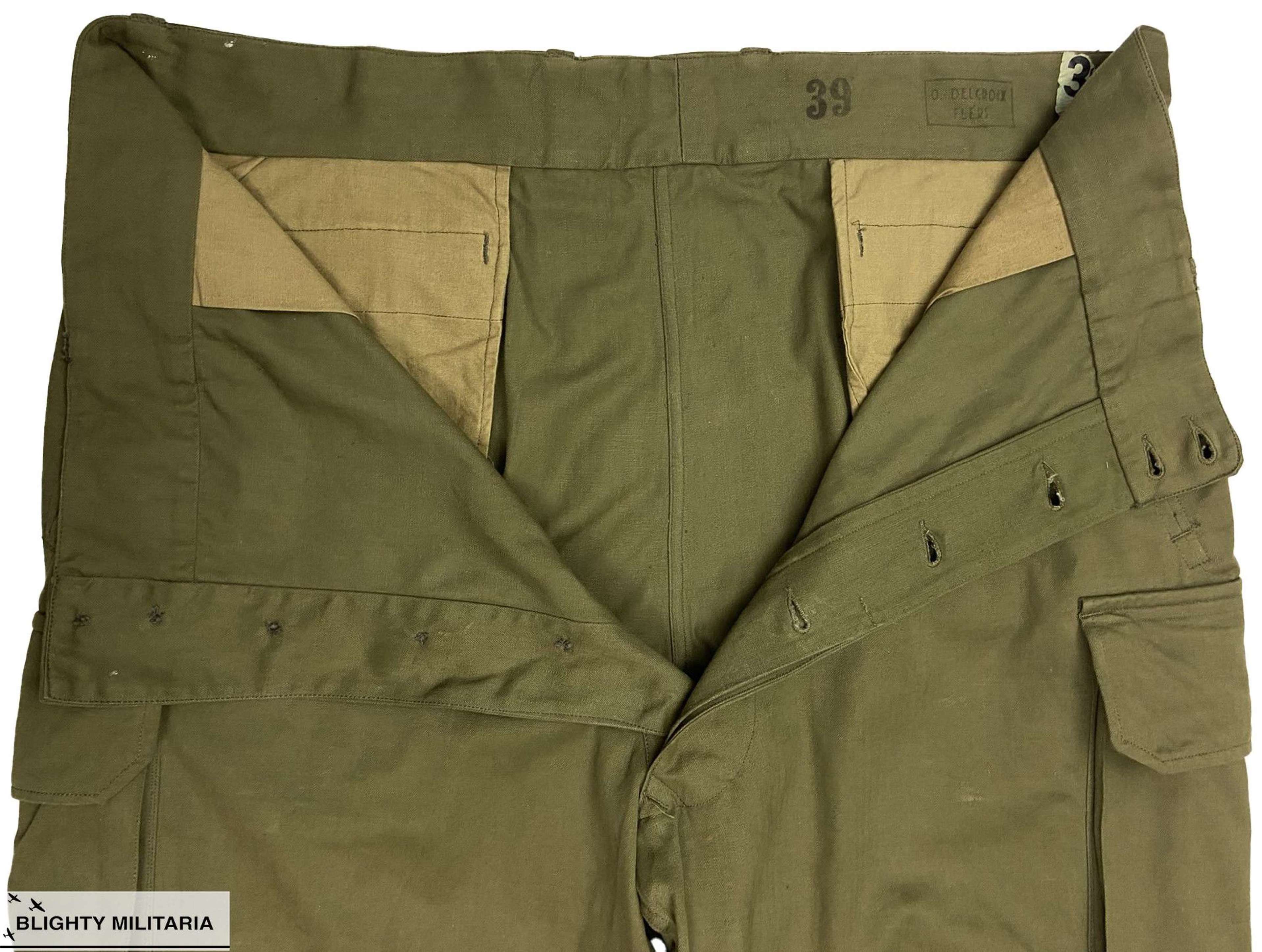 Original 1950s French Army M47 Combat Trousers - Size 40 x 32 in Trousers   shorts
