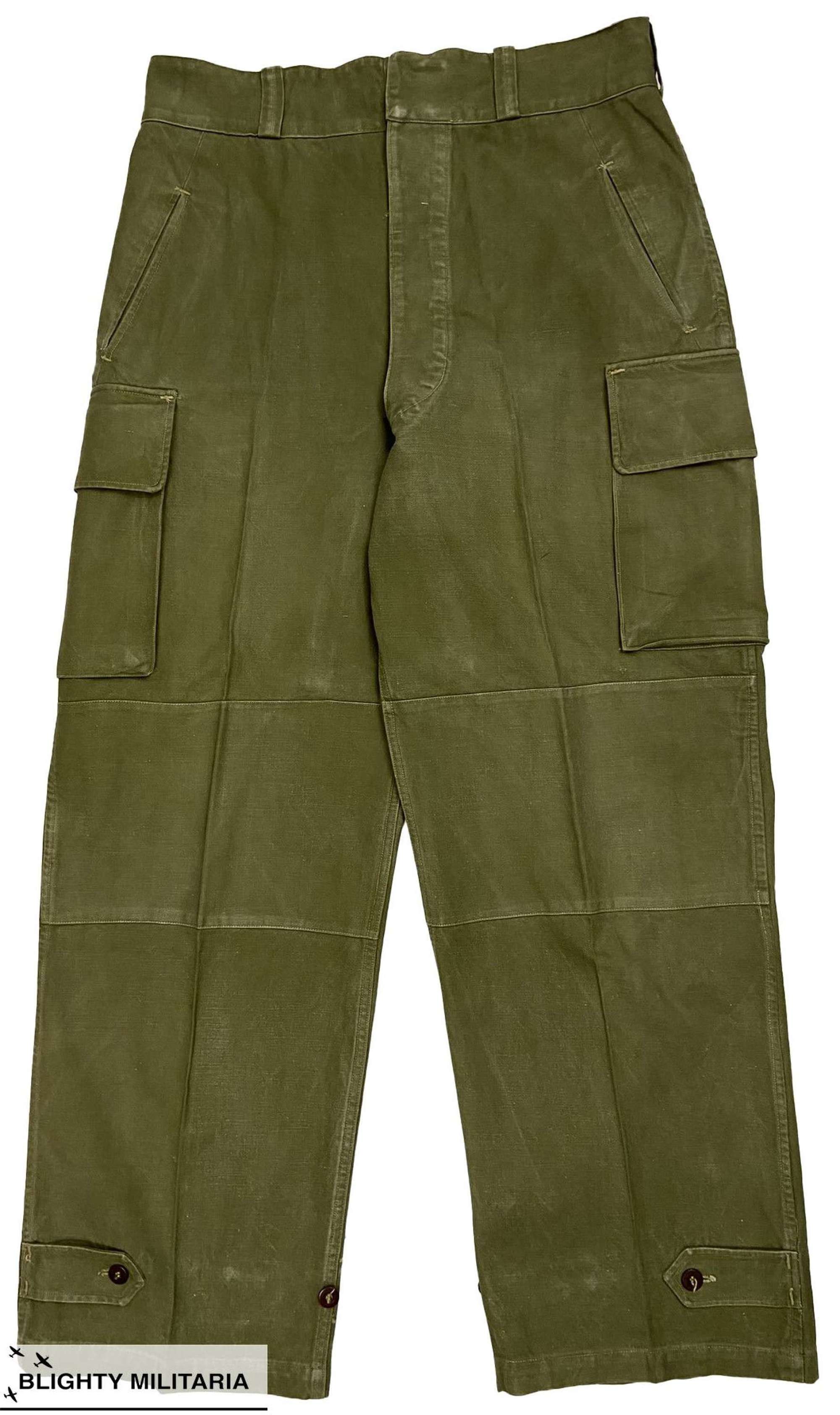 Original 1950s French Army M1947 Combat Trousers - Size 34 x 31