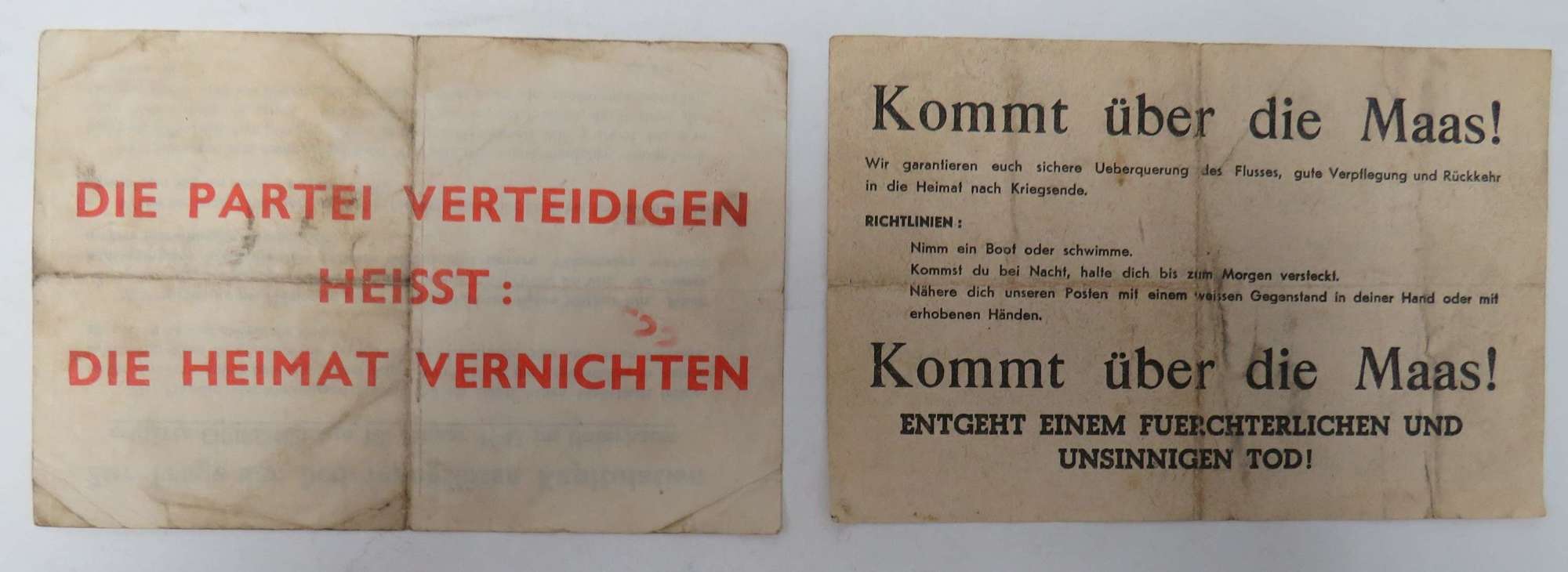 Two WW2  Dropped on Germany Propaganda Leaflets