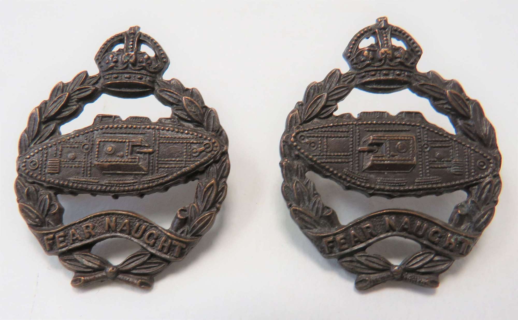 Pair of Officers Royal Tank Regiment Collar Badges