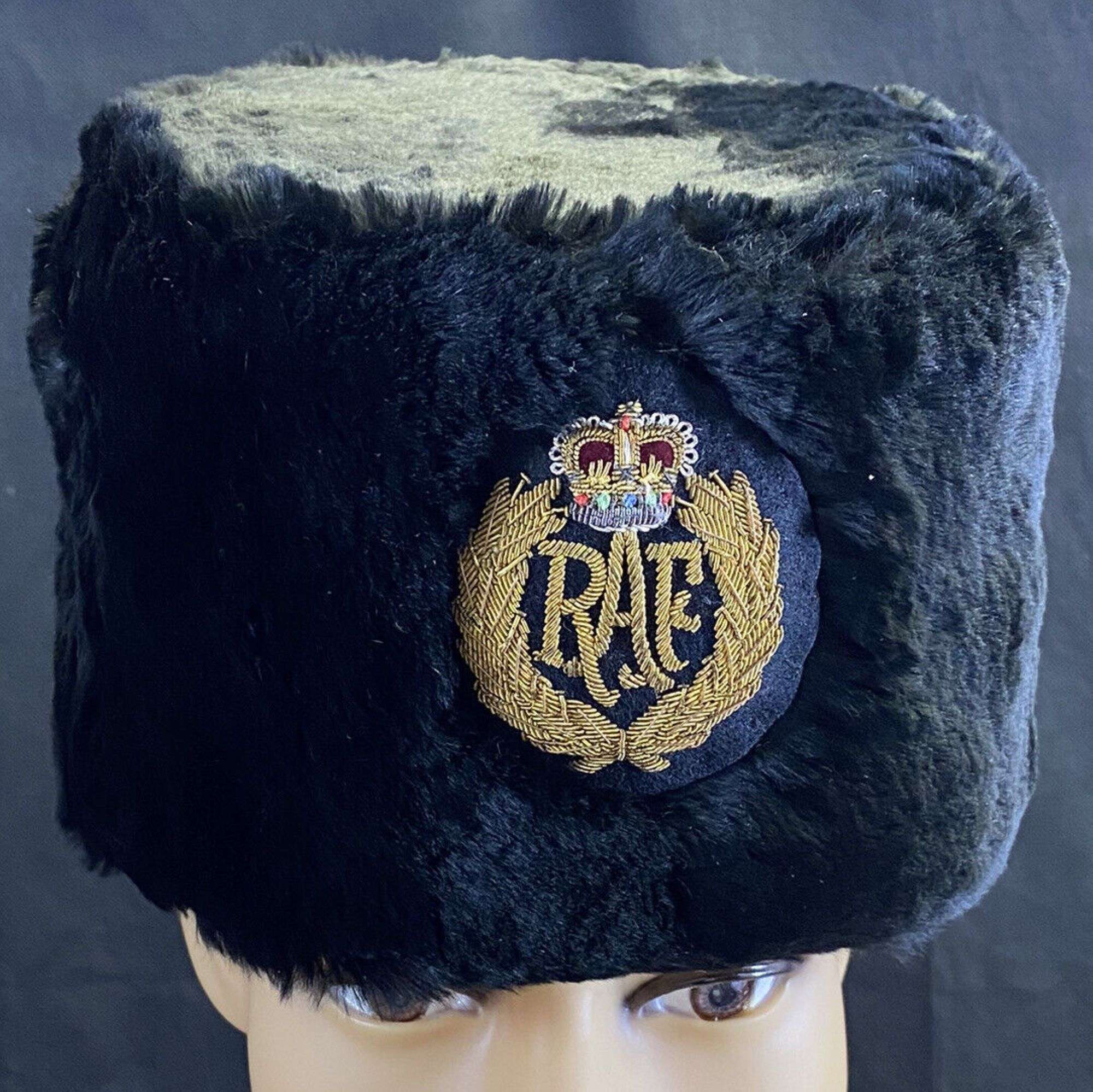 RAF Royal Air Force Ceremonial Black Dress Parade Musicians Busby Headdress Hat