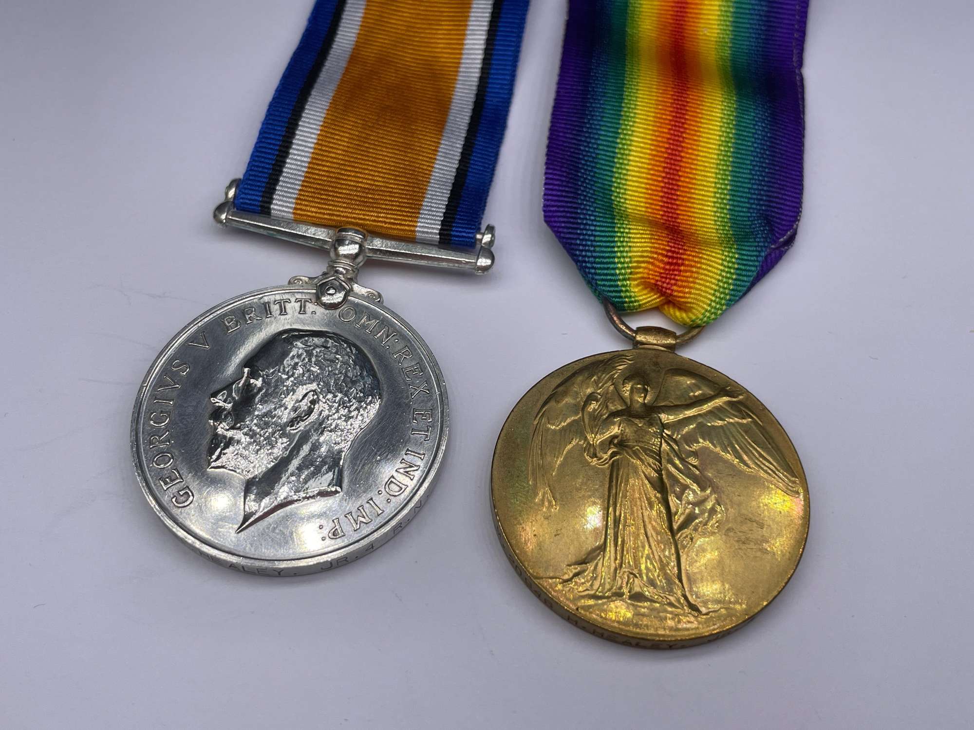Original World War One Medal Pair, Healey, Royal Navy