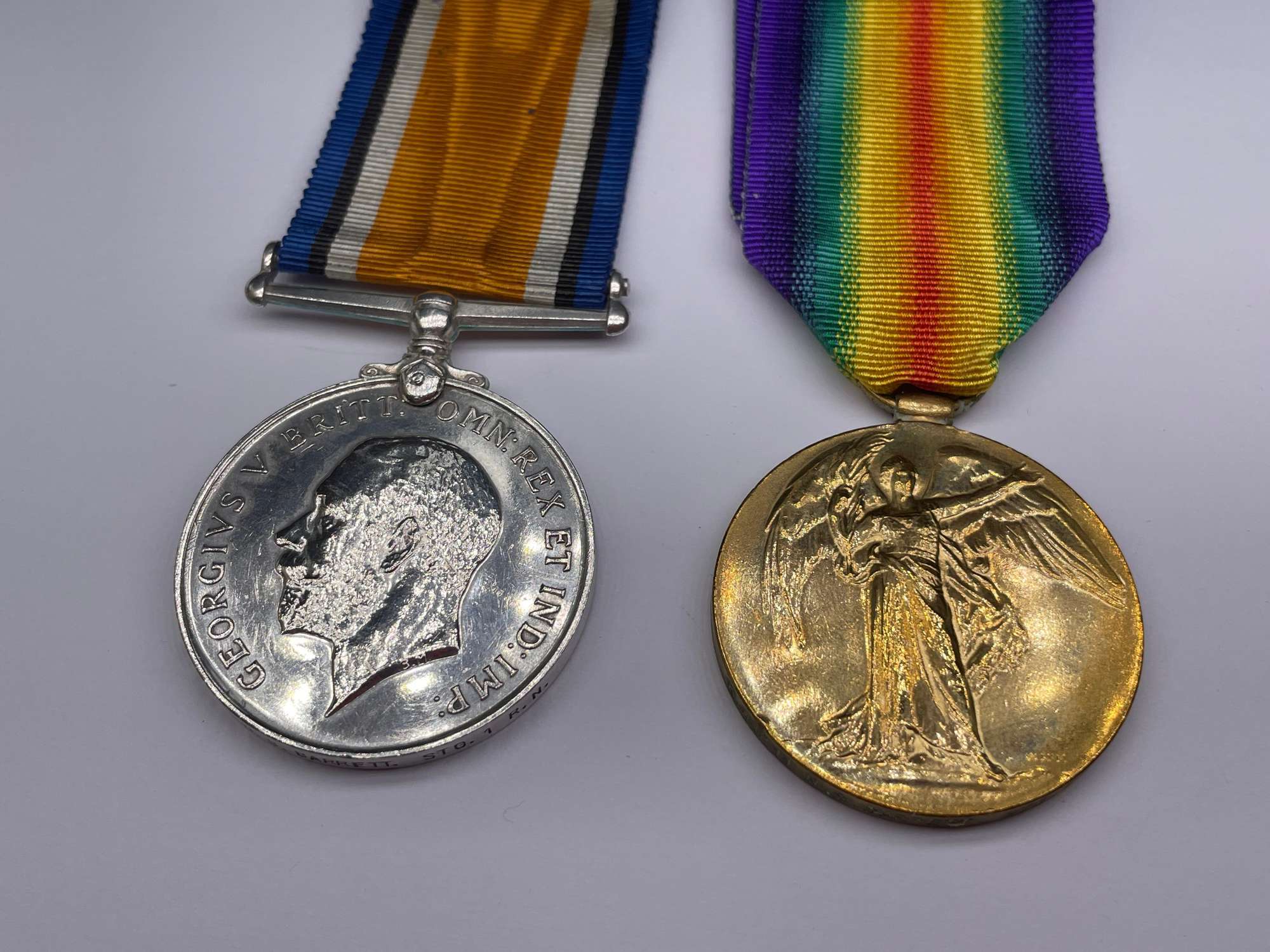 Original World War One Medal Pair, Barrett, Royal Navy