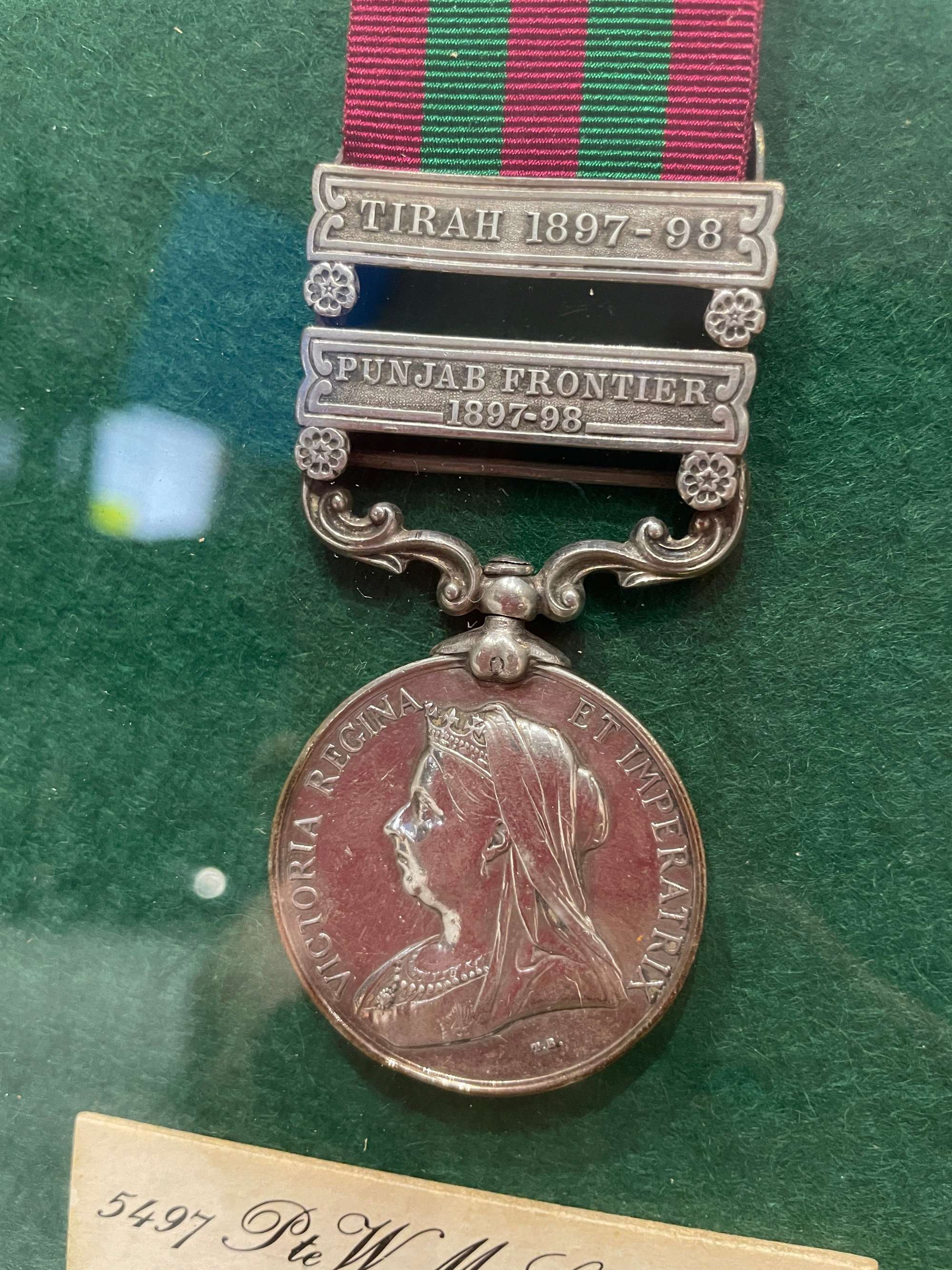 Original 1895 India General Service Medal, Two Clasps (Tirah 1897-98 and Pubjab F. 1897-98