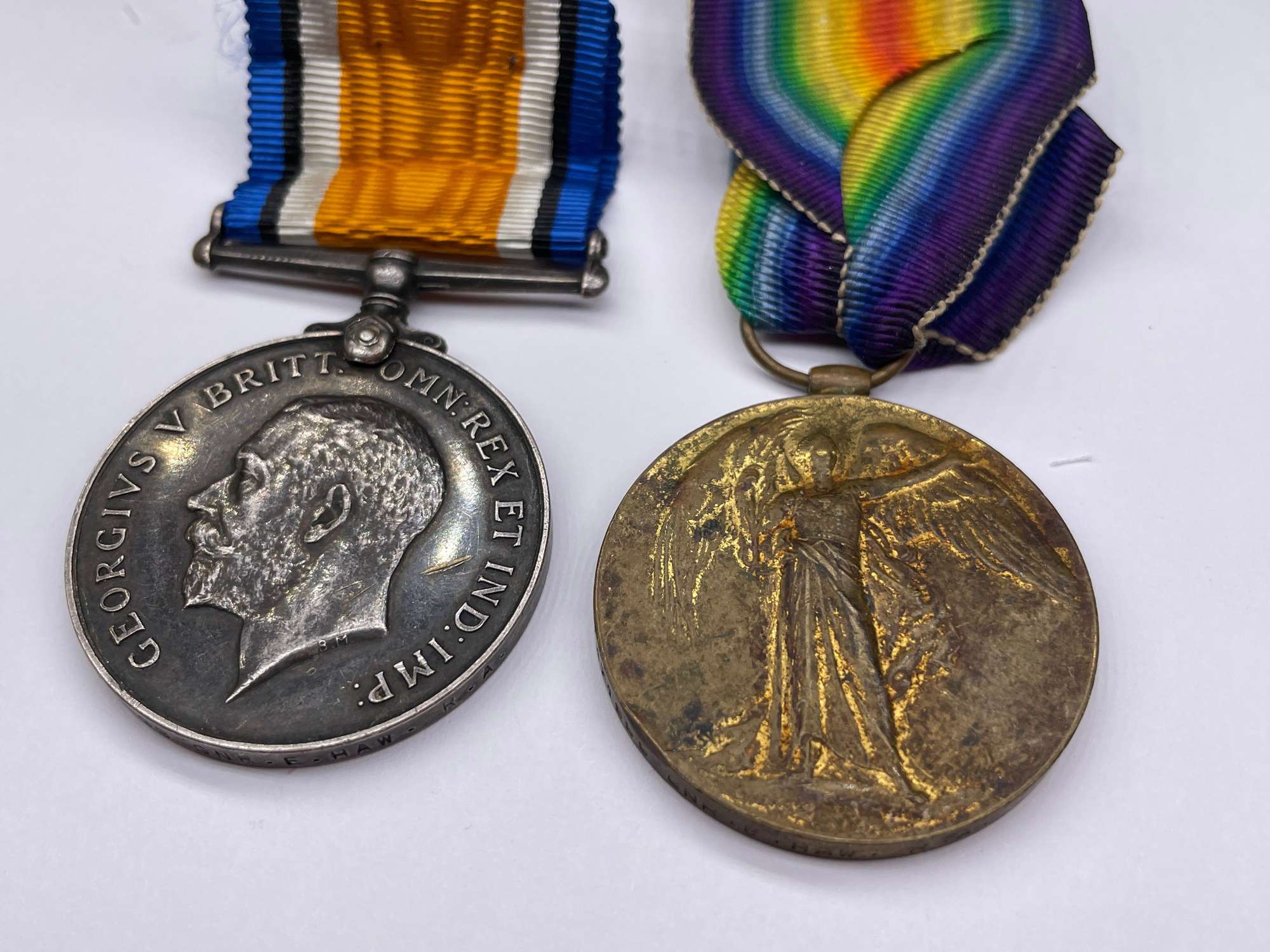 Original World War One Medal Pair, Gunner Haw, Royal Artillery