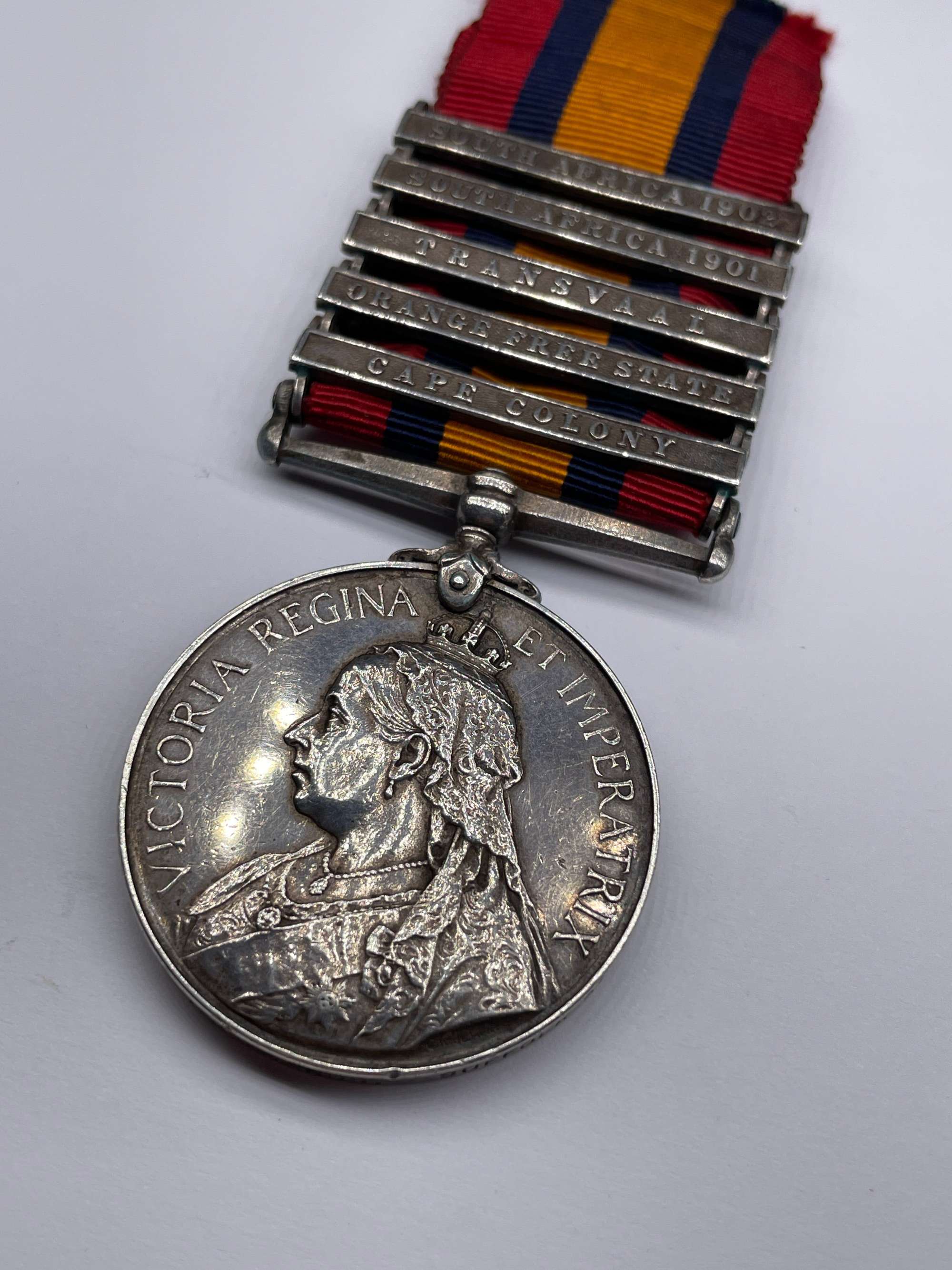 Original Queens South Africa Medal, Five Clasps, L. Cpl. Edwards, Suffolk Regiment