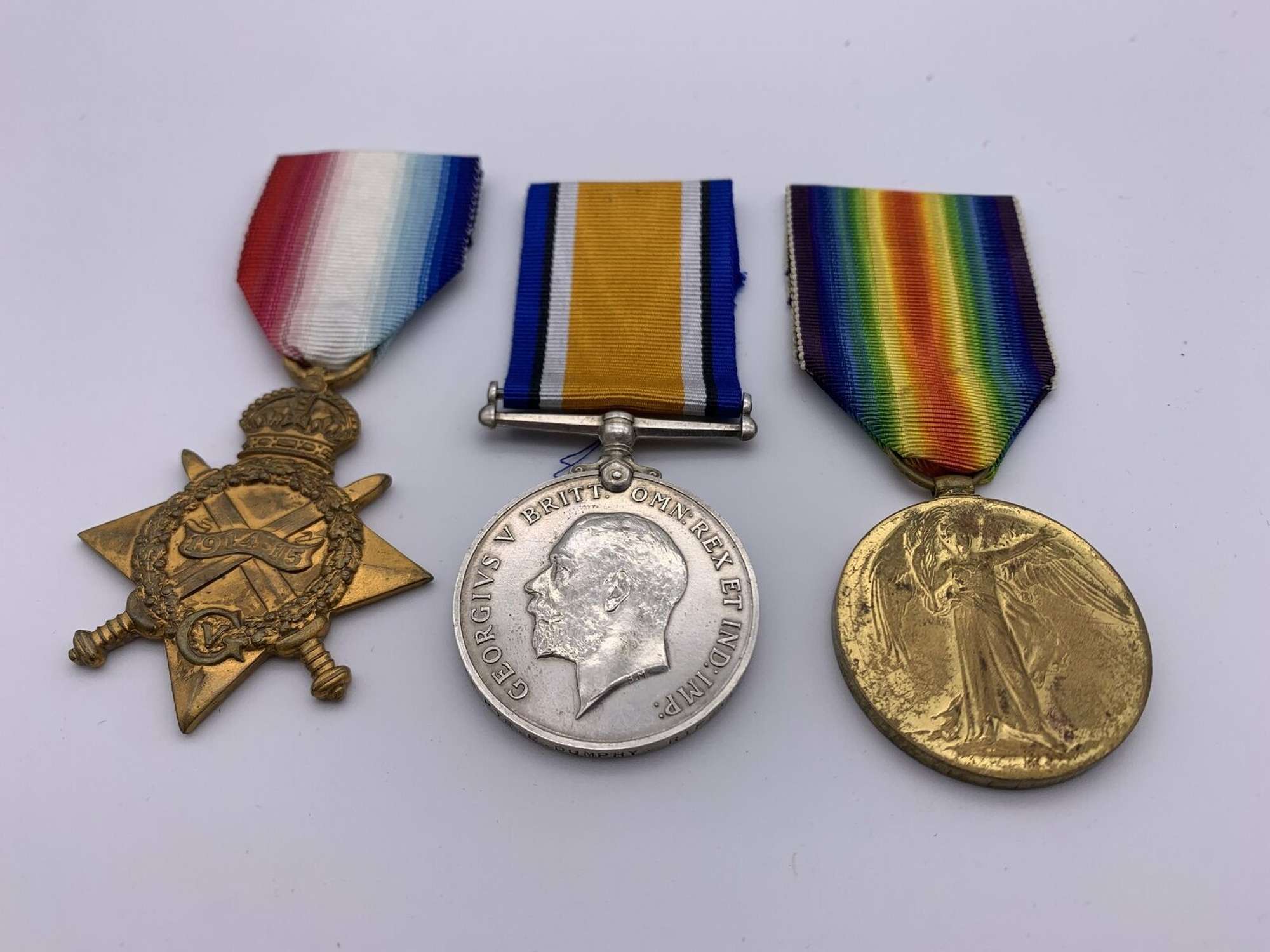 Original WW1 1914/15 Star Medal Trio, Pte. E. Dumphy, Rifle Brig., KIA, Casualty
