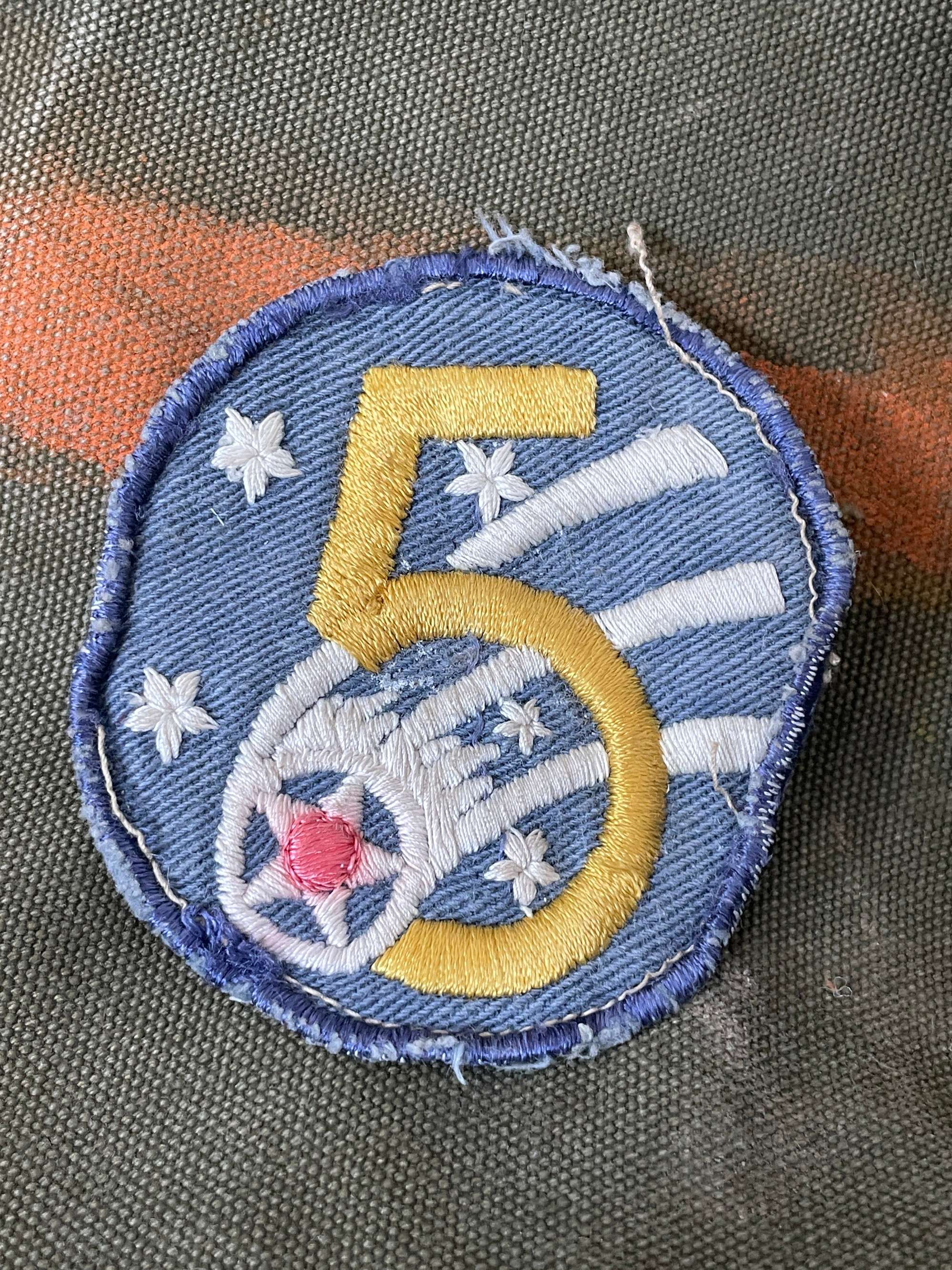 Original World War Two American 5th Army Air Force Patch, Theatre Made