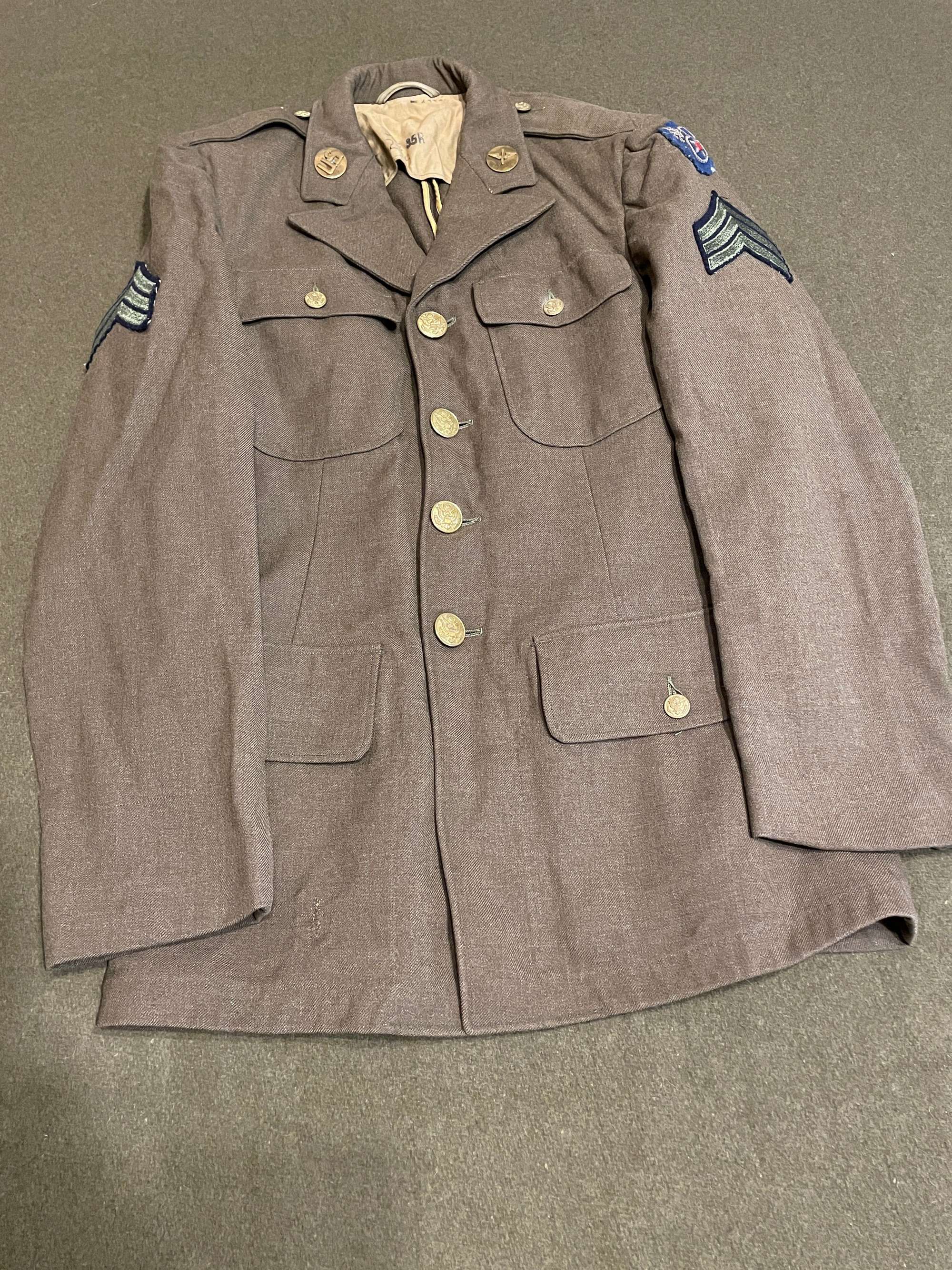 Original American US World War Two Era, Enlisted Man's Class A Tunic, 8th Air Force Bullio