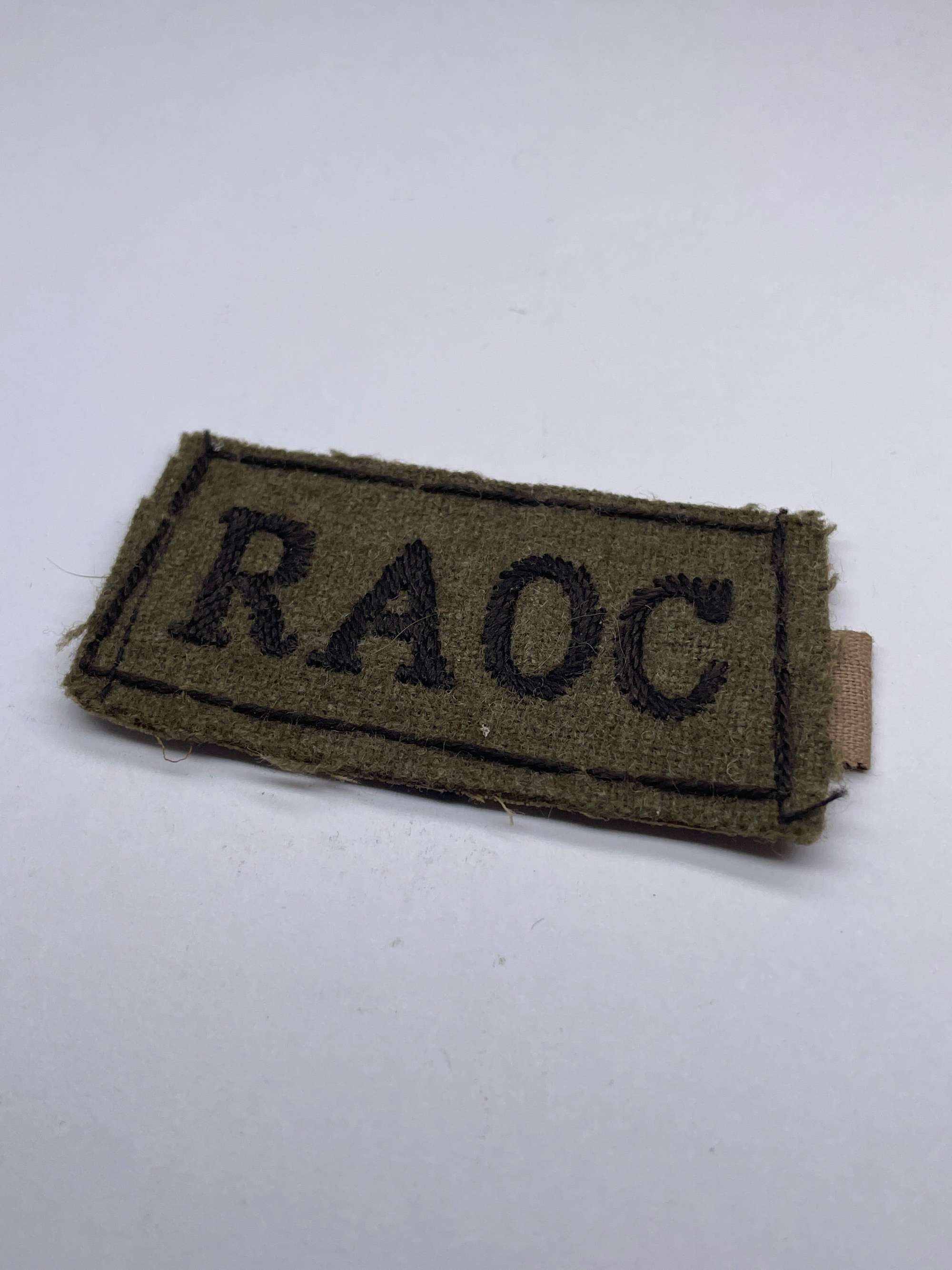 Original World War Two British Cloth Shoulder Title, Royal Army Ordnance Corps