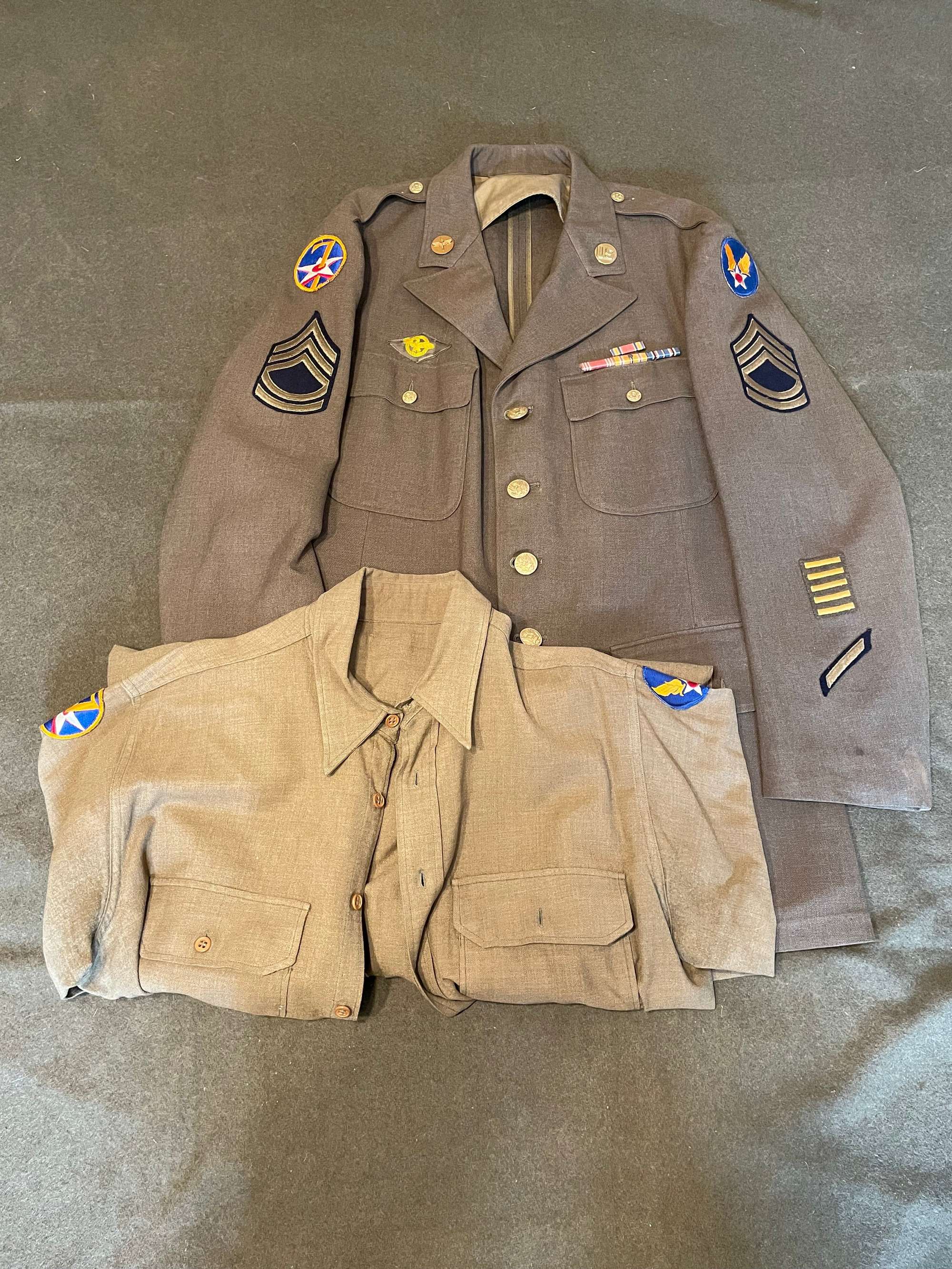 Original American US World War Two Era, Enlisted Man's Class A Tunic and Shirt, 7th Air Fo