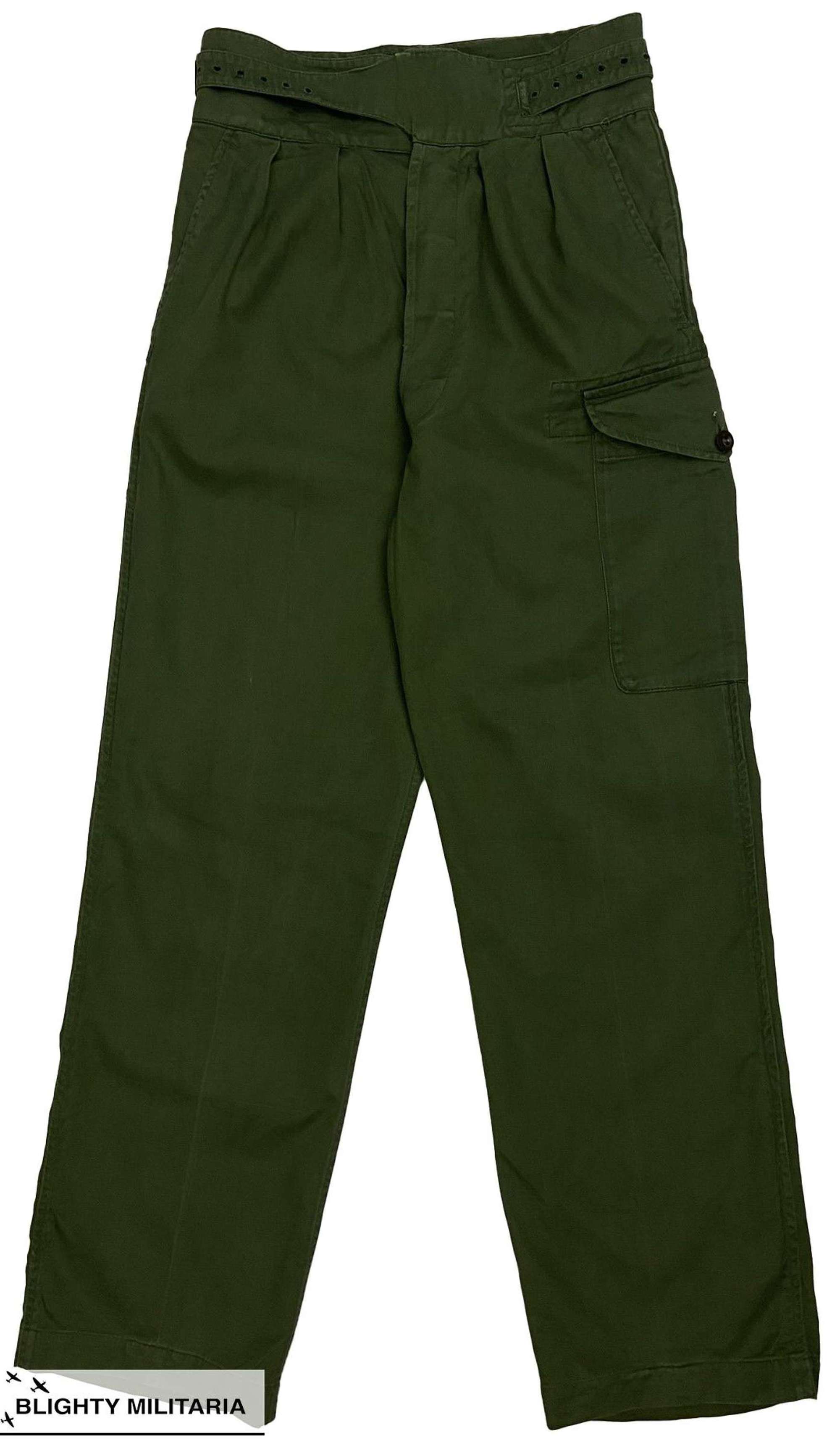 Original 1955 Dated British 1950 Pattern Jungle Green Trousers Size 5