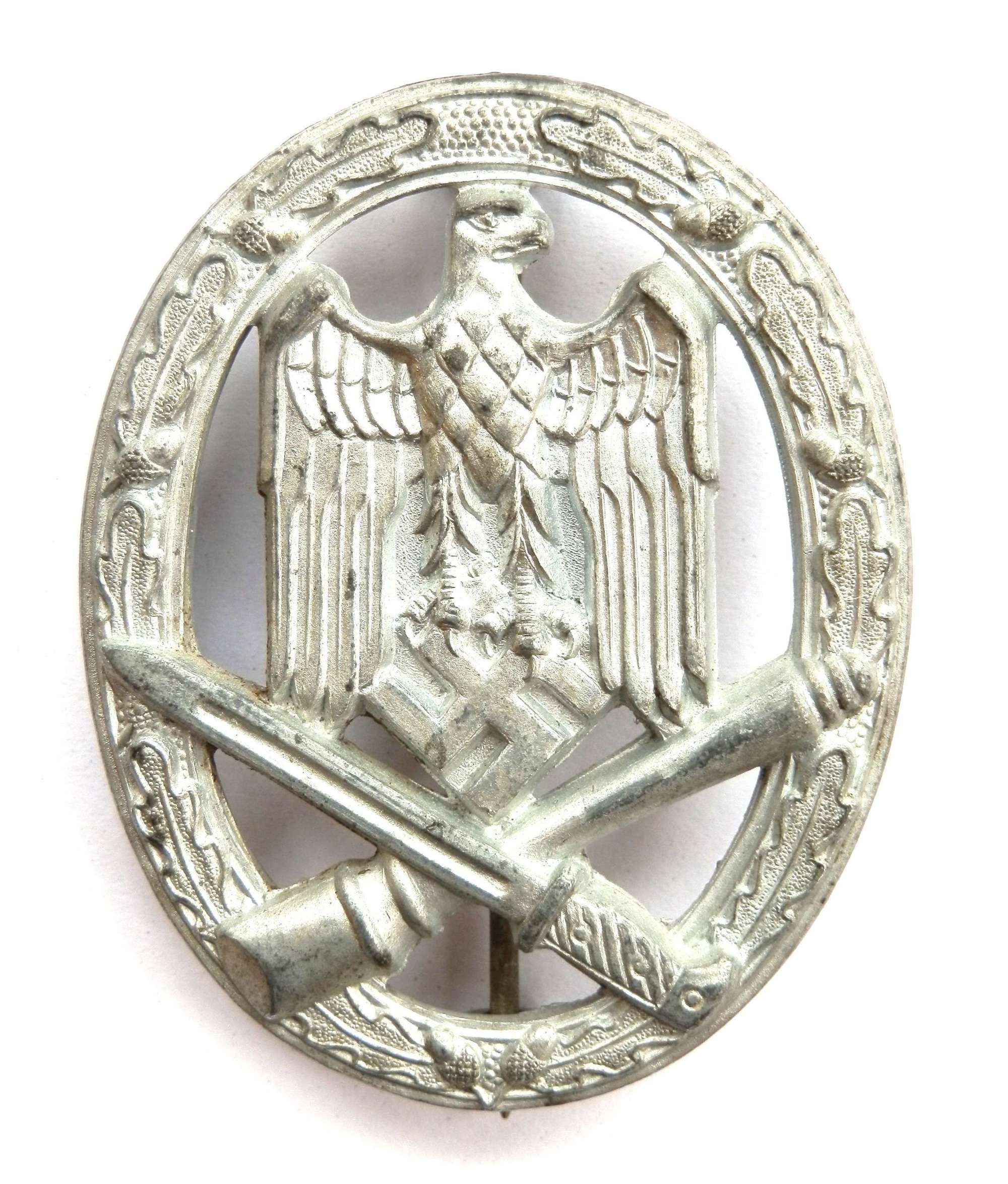 German General Assault Badge. Maker marked Assmann ‘1’.