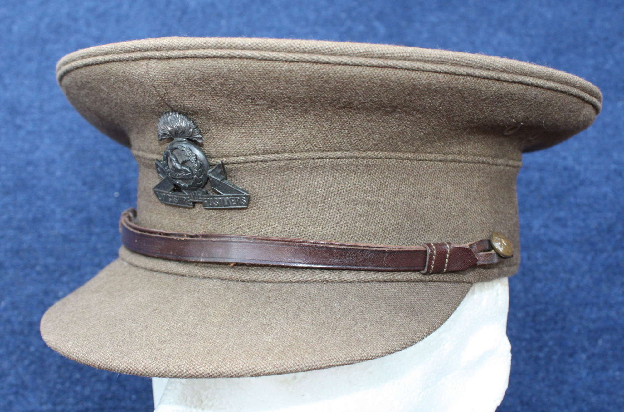 WW1 Lancashire Fusiliers Officers Khaki Service Dress Peak Cap