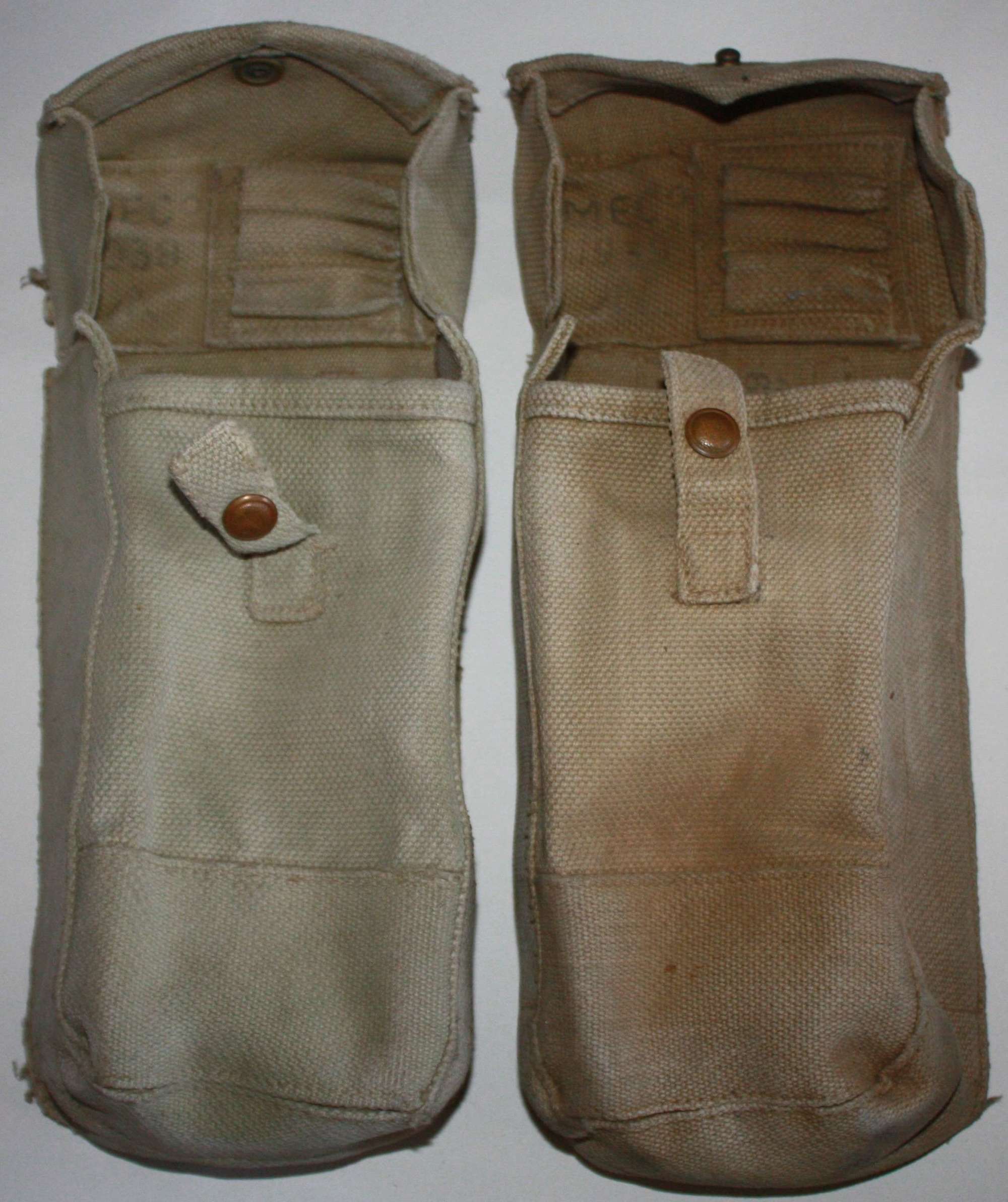 A GOOD USED PRE WWII 37 PATTERN AMMO POUCHES 1938 DATED