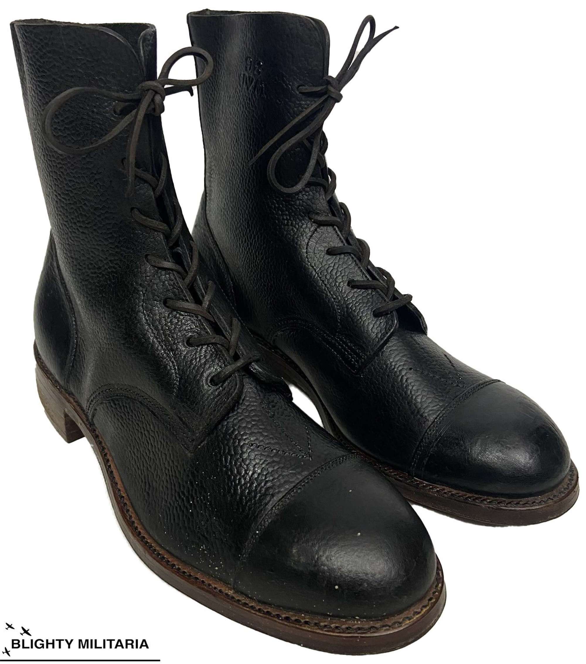 Original 1952 Dated Royal Ordnance Corps Women's Black Leather Boots