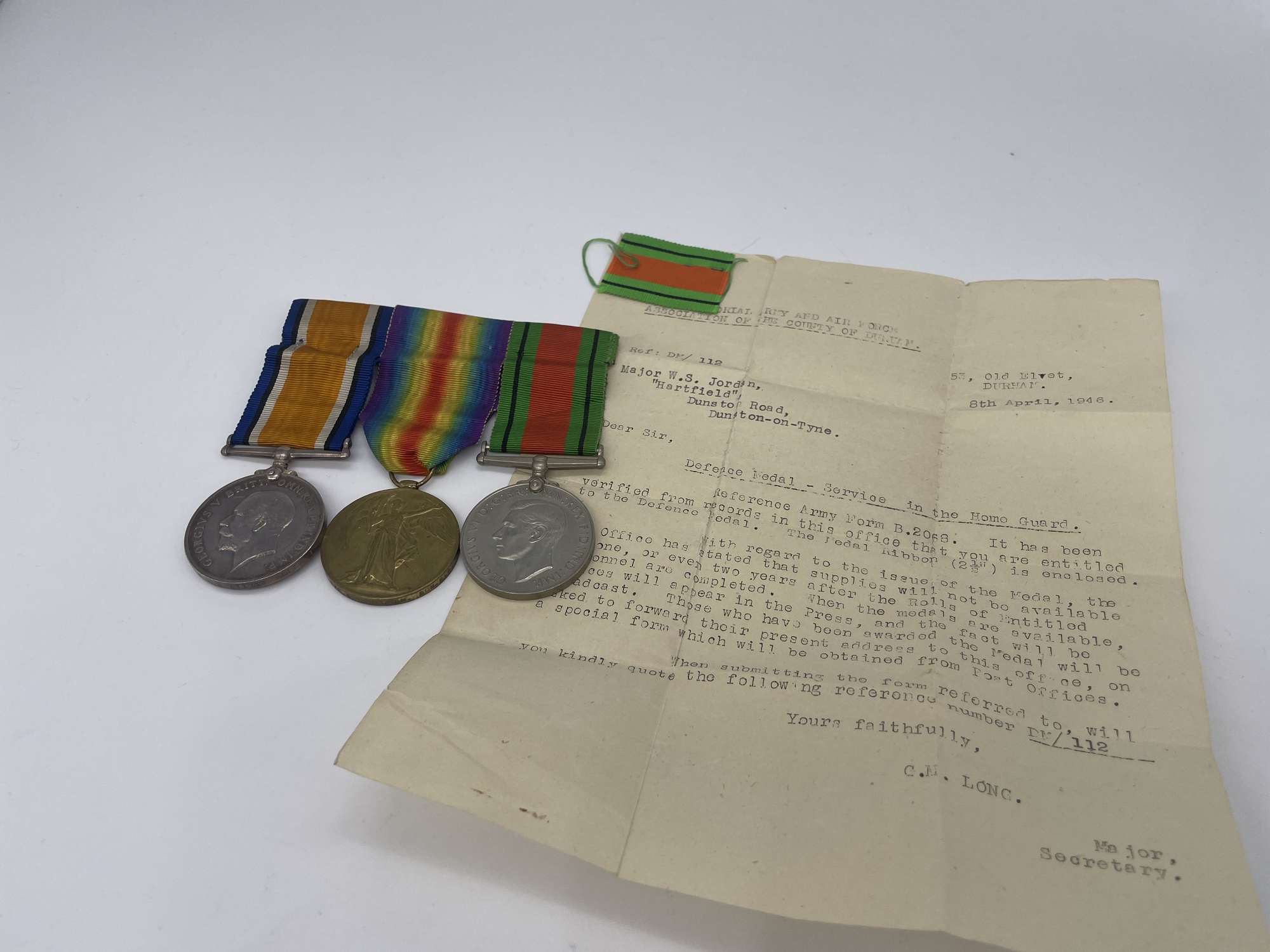Original Two War Medal Grouping, Jordan, Somerset Light Infantry and Home Guard Major