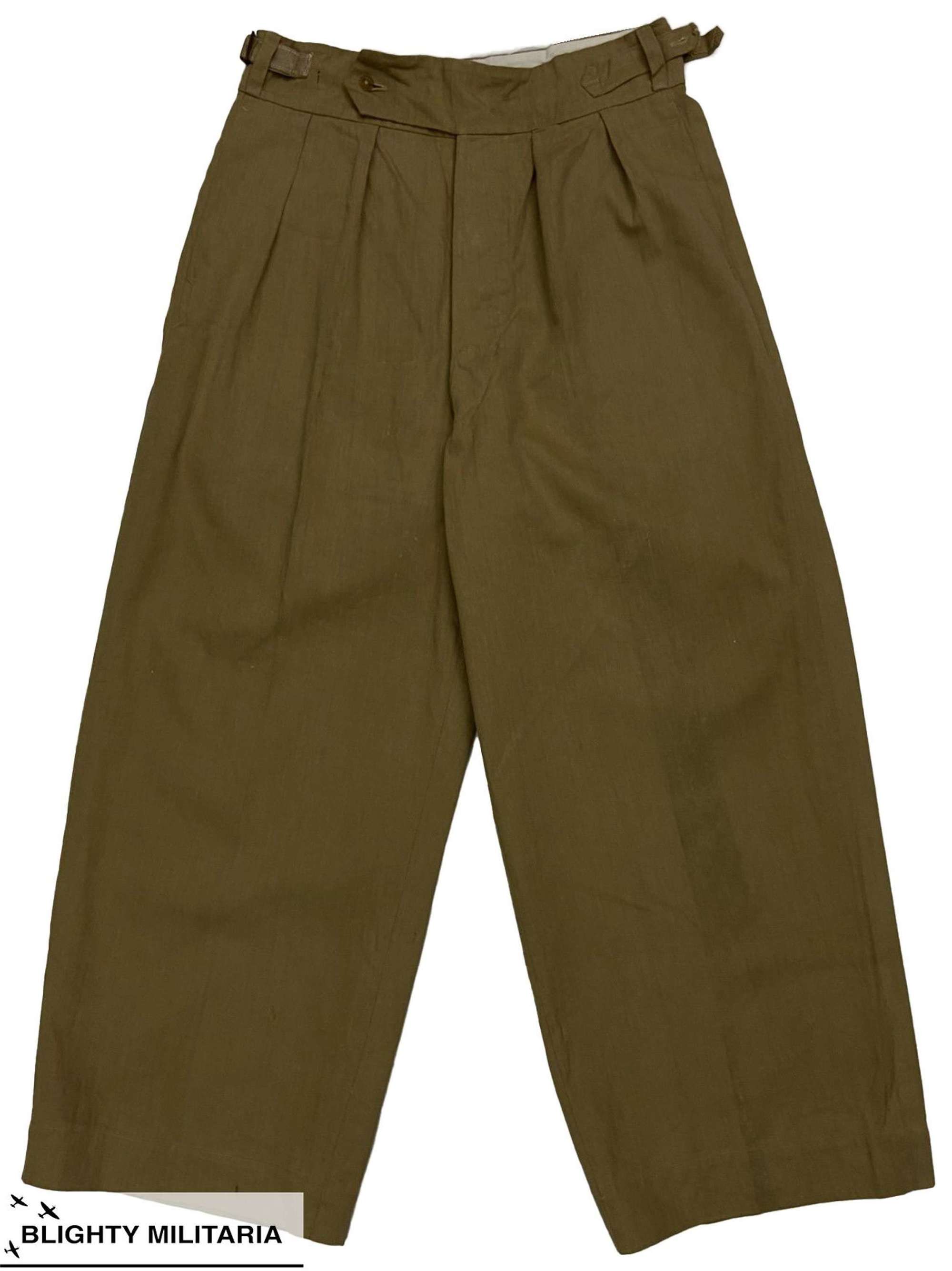 Original 1940s British Private Purchase Khaki Drill Trousers