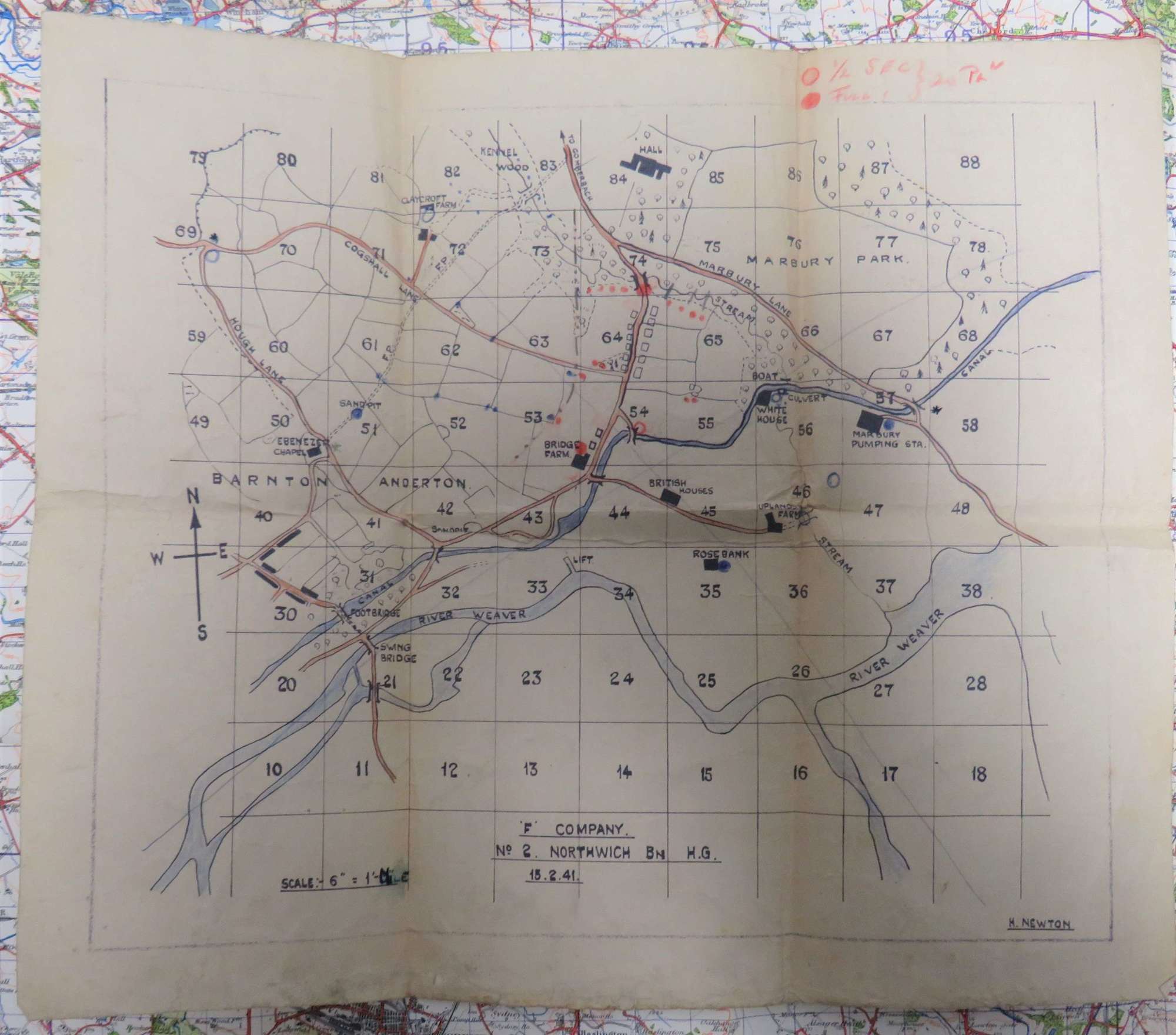 Original No2 Northwich Bn Cheshire Home Guard Exercise Map