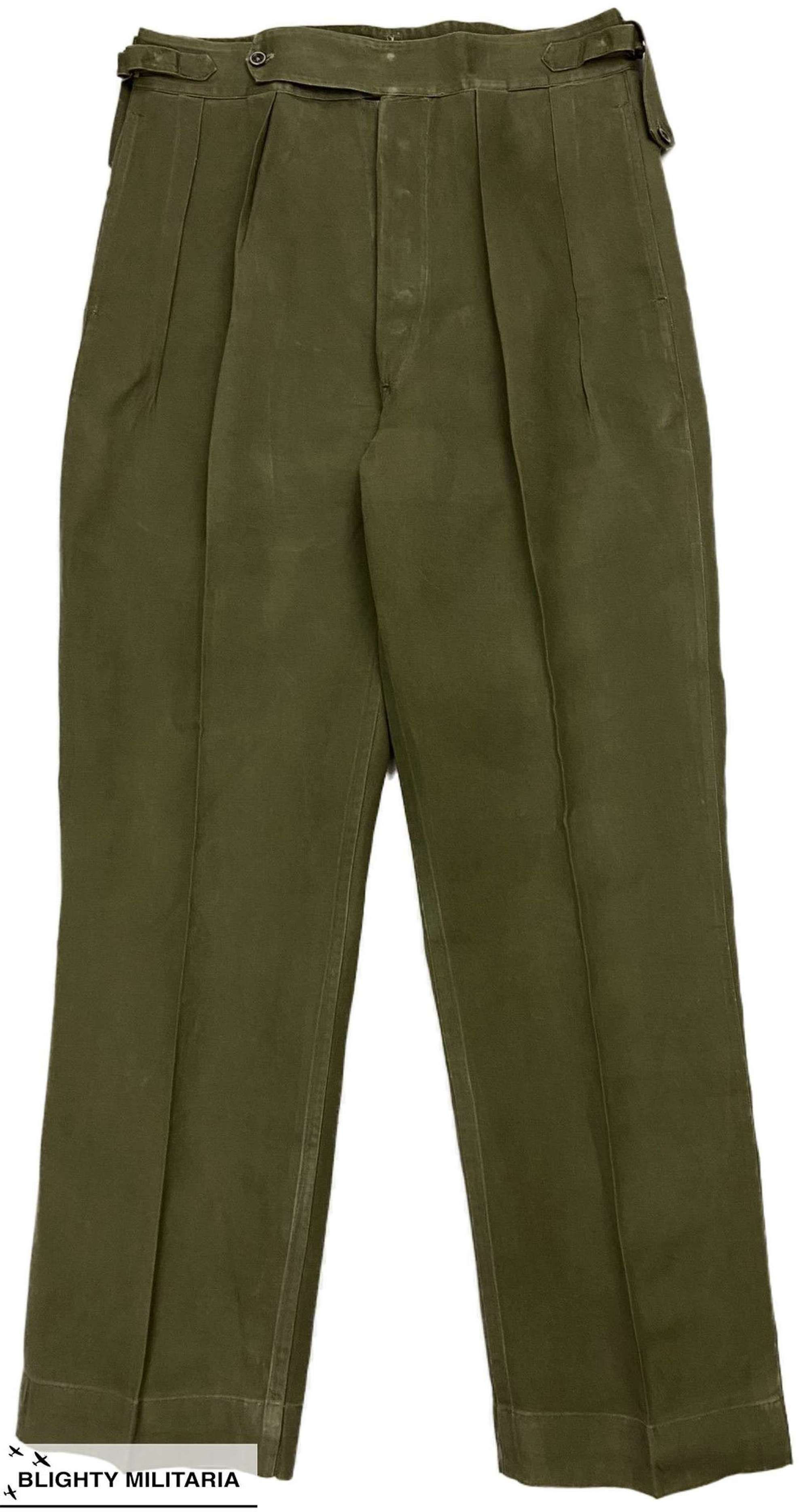 Original 1950s British Officer's Jungle Green Trousers - Size 31x31