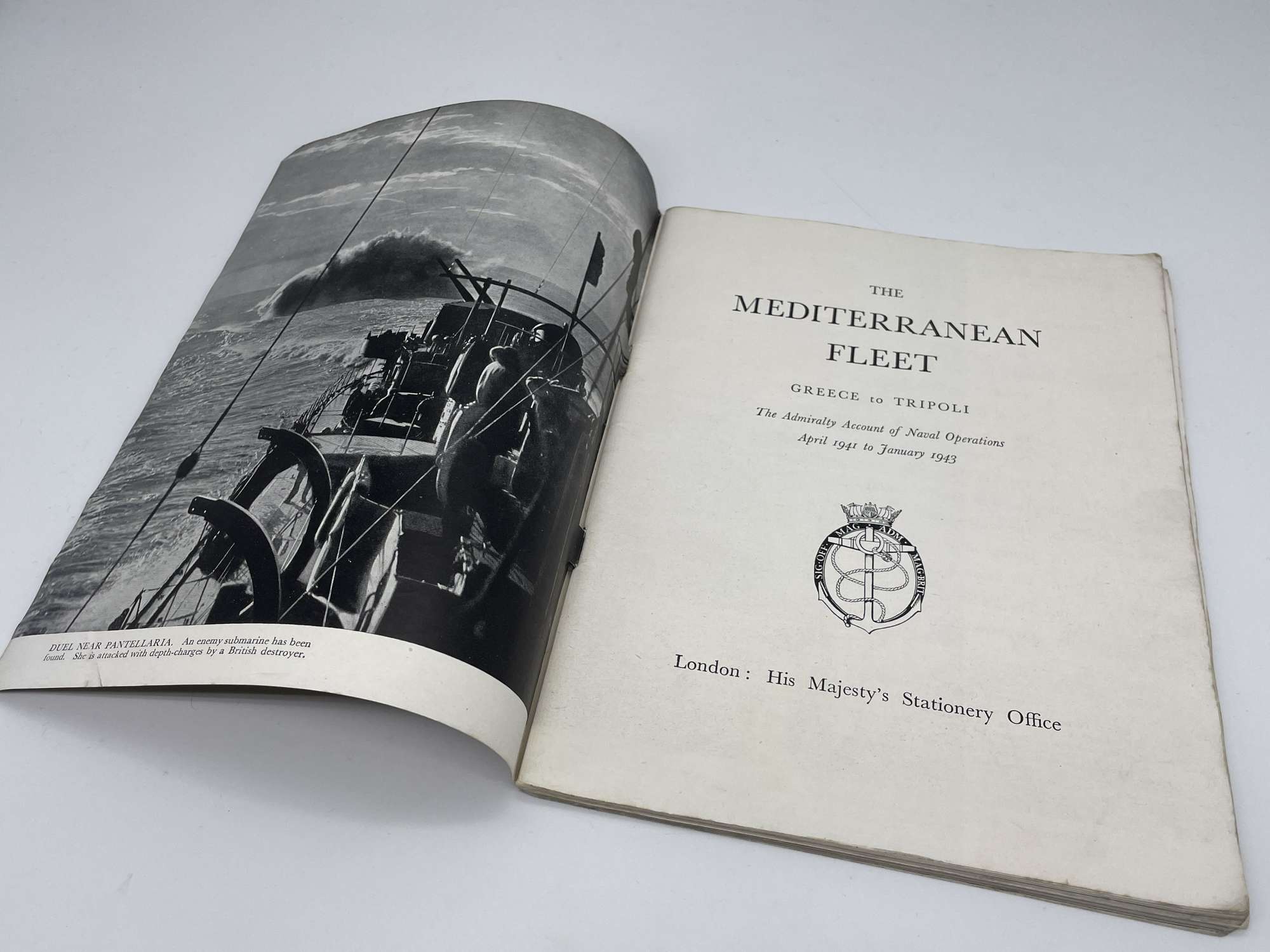 Original 1943 Dated Book, The Mediterranean Fleet, Greece to Tripoli