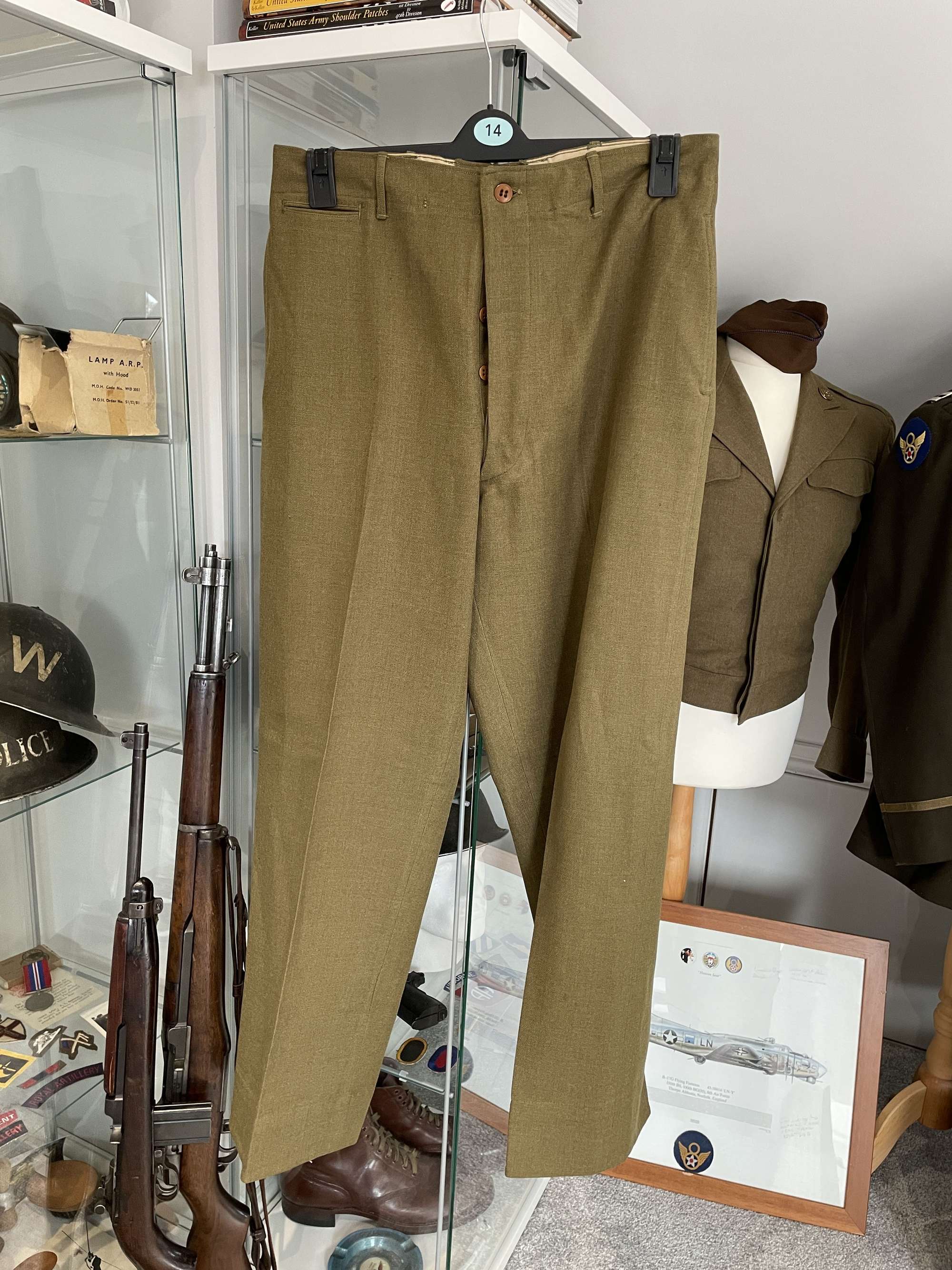 Original American World War Two Era, Enlisted Wool Trousers, Good Size, 36x33