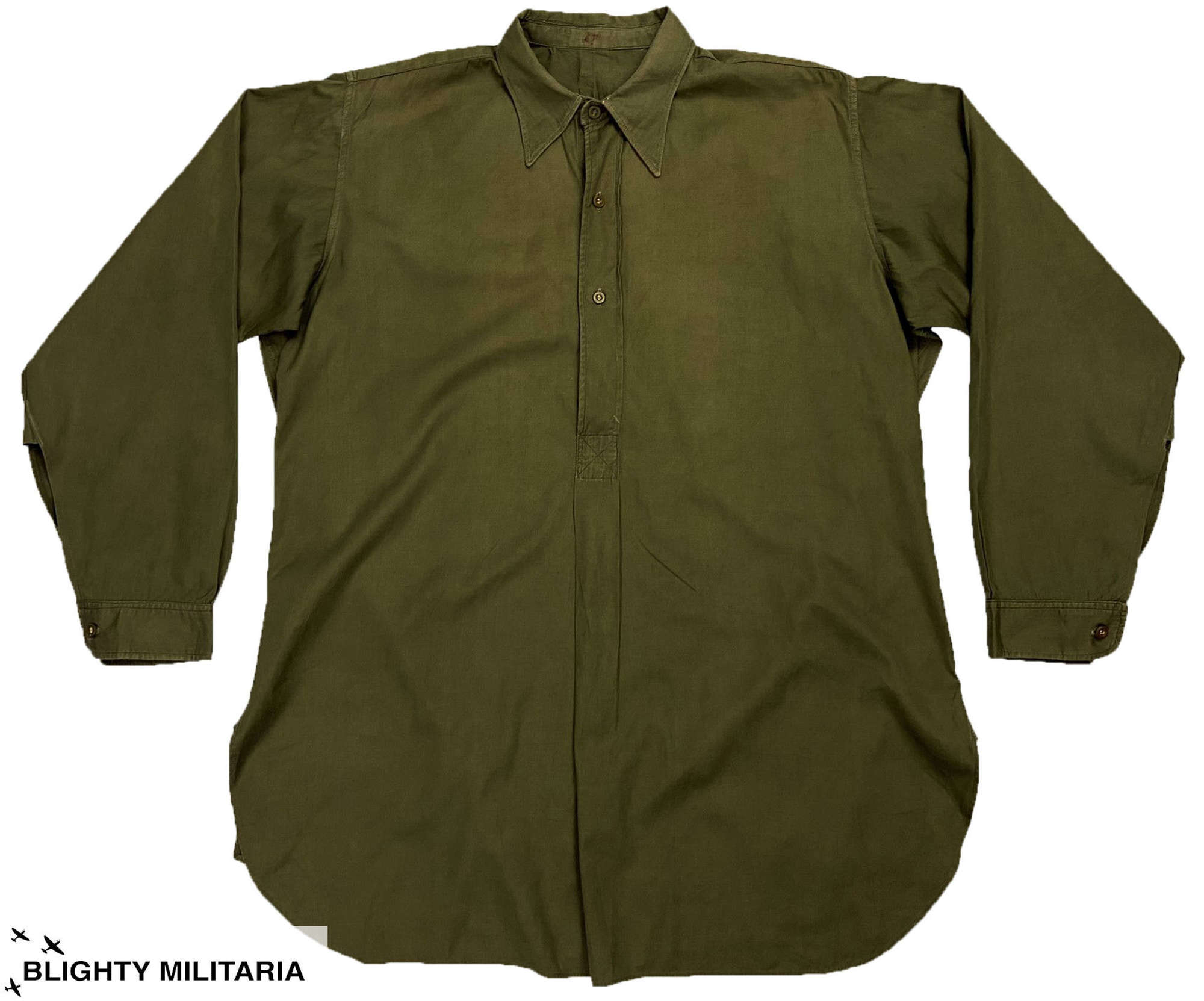 Original WW2 British Army Officer's Poplin Cotton Shirt - Size 40