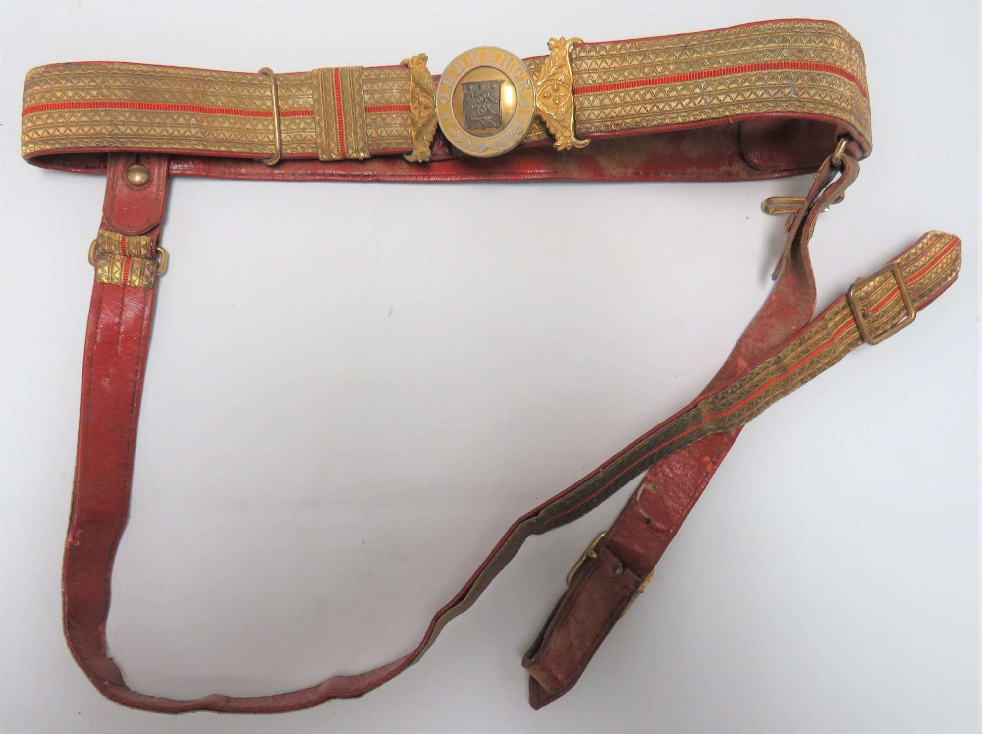 Late 19th Century Victorian Officers Army Ordnance Corps Sword Belt