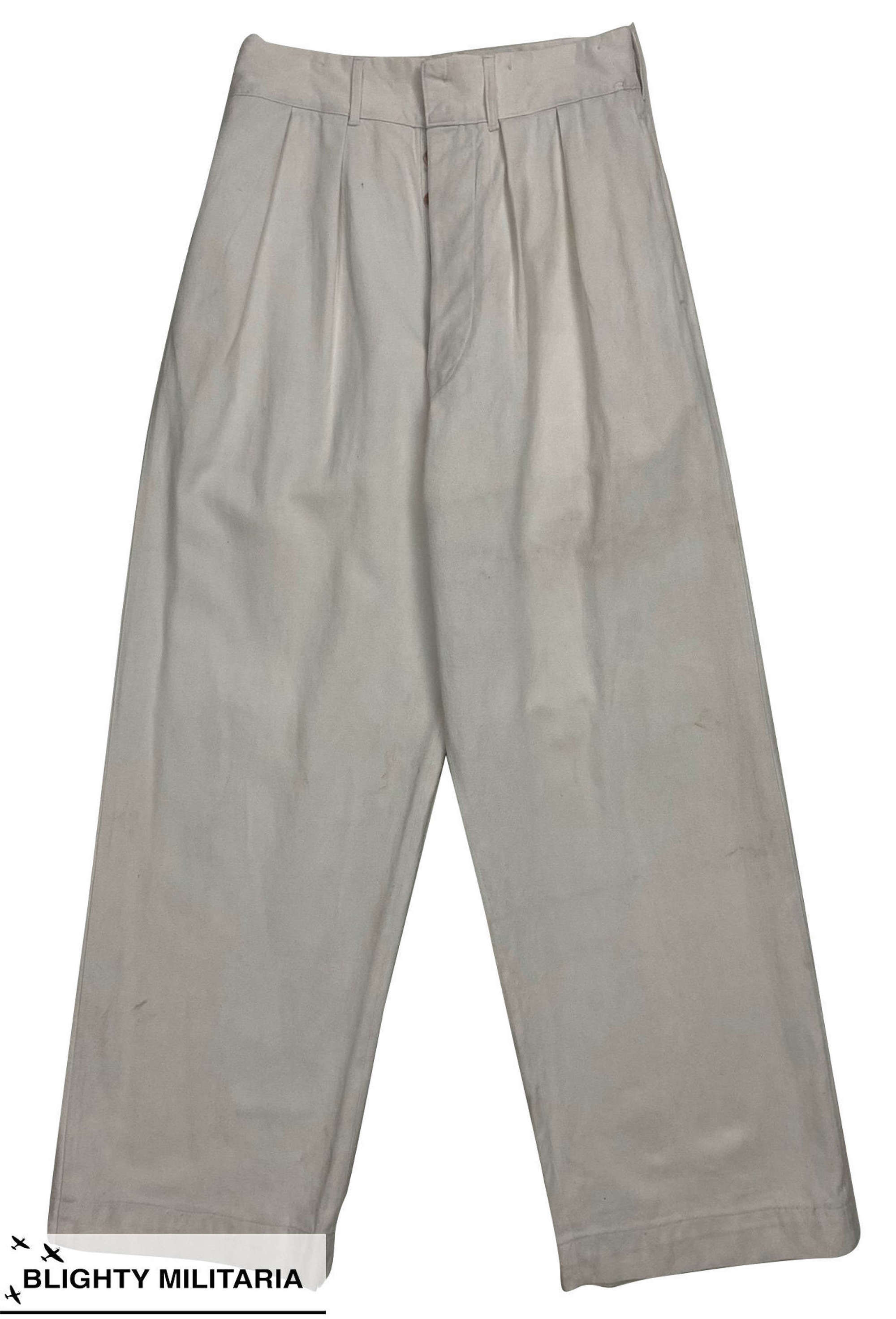 Original 1940s British Royal Navy White Cotton Officer's Trousers